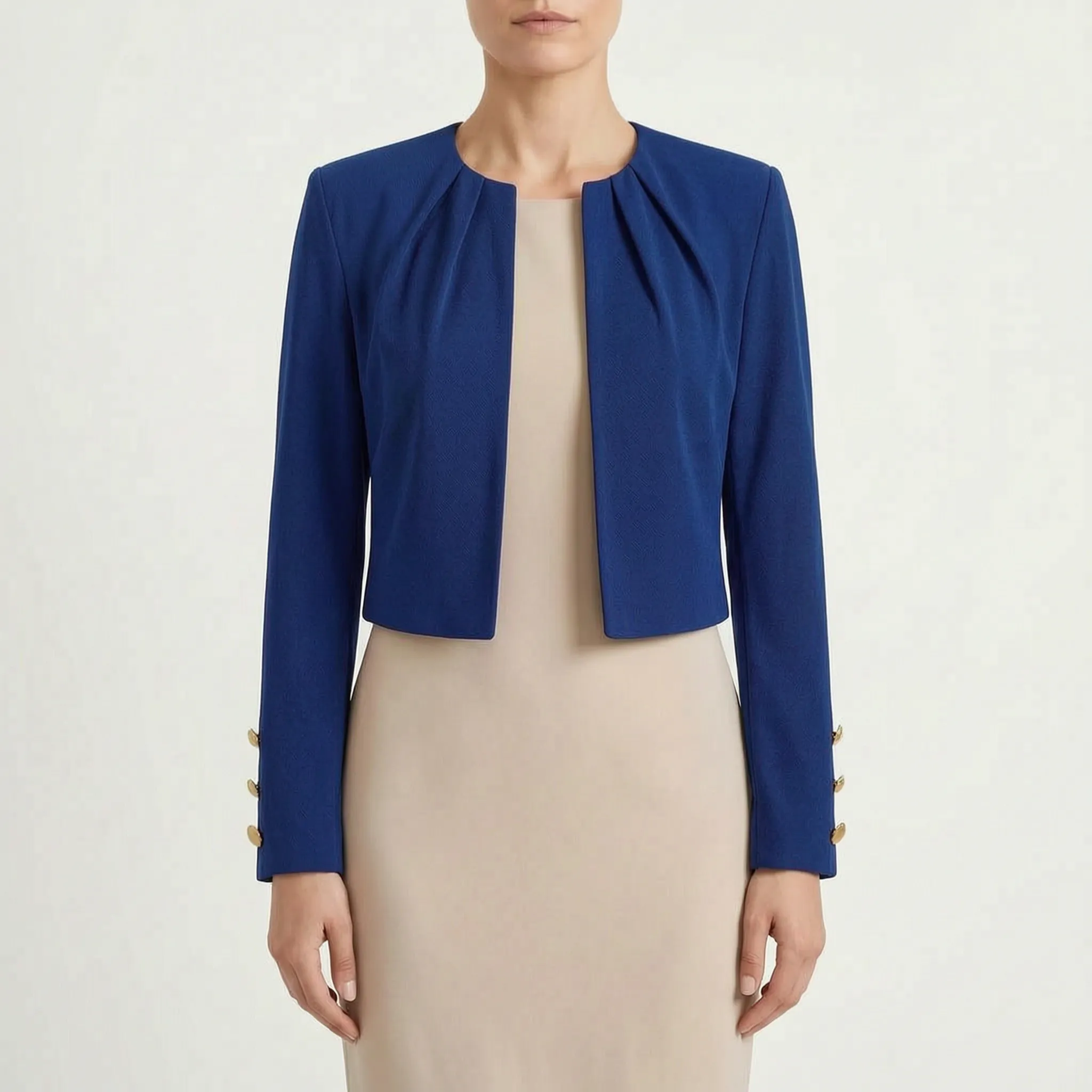 Tailoris™ -  Cropped Open Front Blazer -  Office Layering
