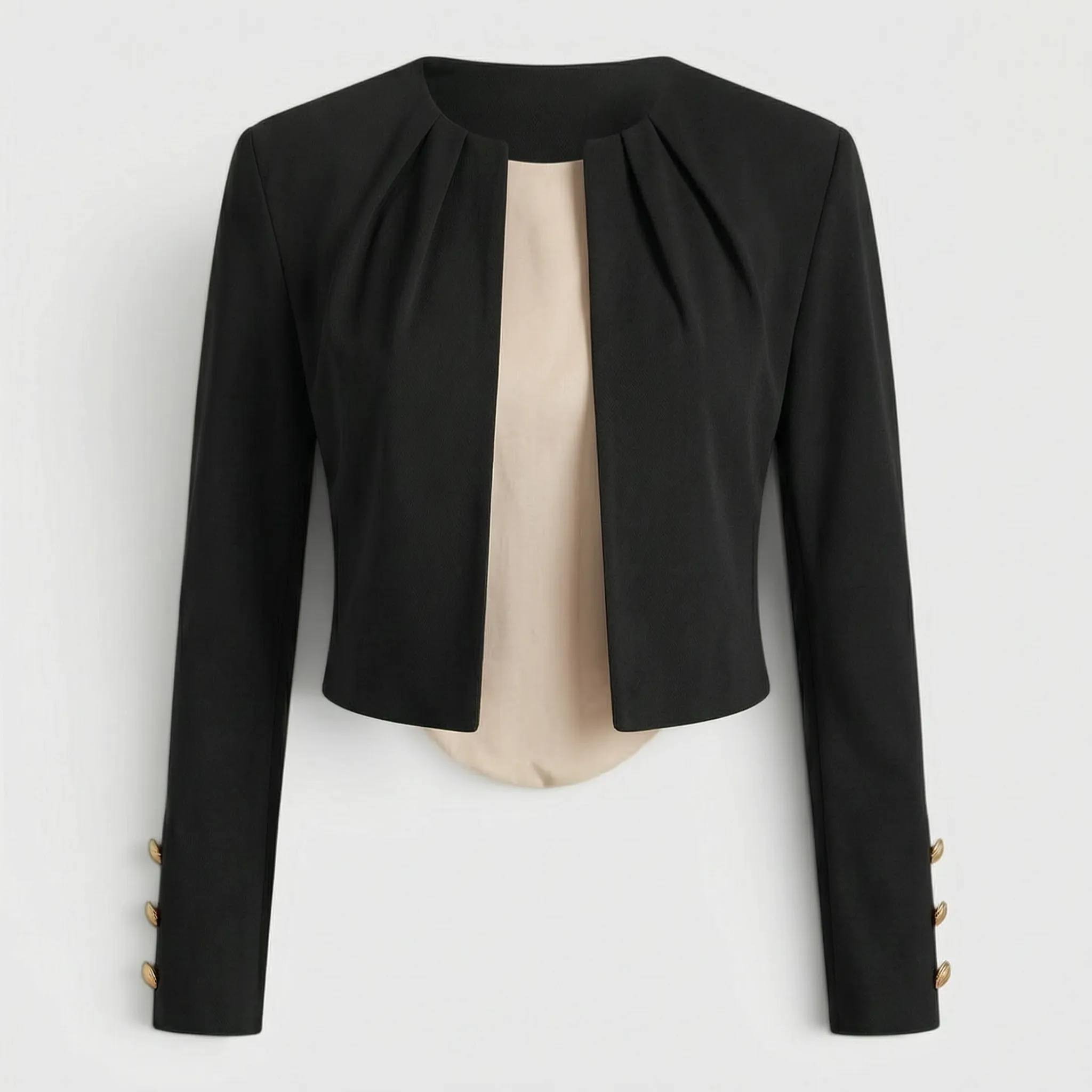 Tailoris™ -  Cropped Open Front Blazer -  Office Layering