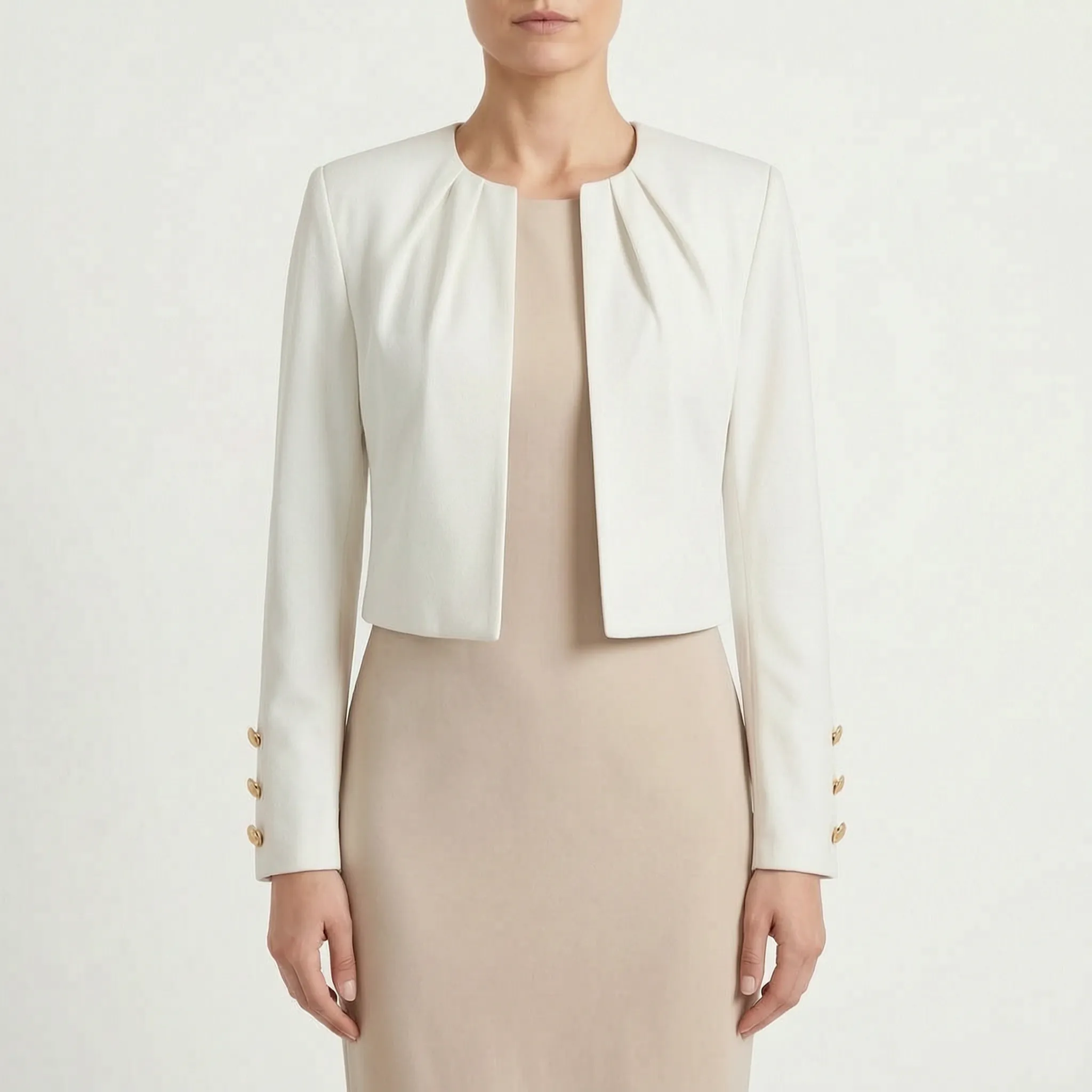 Tailoris™ -  Cropped Open Front Blazer -  Office Layering