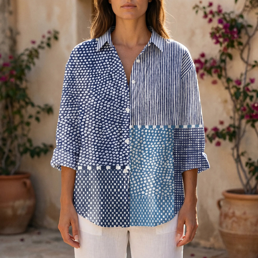 Tessol™ -  Relaxed Geometric Patchwork Shirt -  Weekend Casual Wear