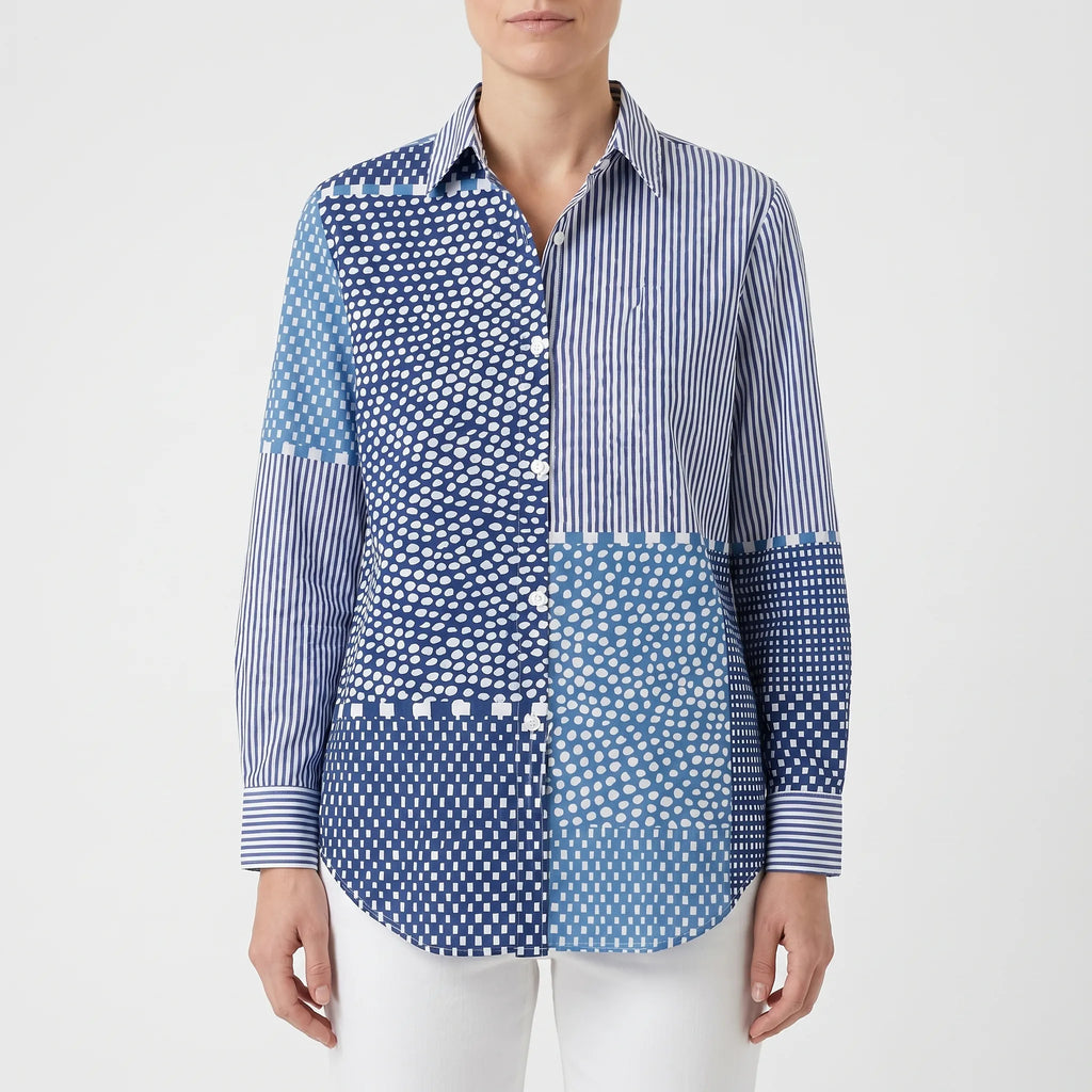 Tessol™ -  Relaxed Geometric Patchwork Shirt -  Weekend Casual Wear