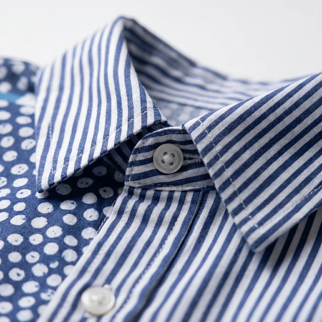 Tessol™ -  Relaxed Geometric Patchwork Shirt -  Weekend Casual Wear
