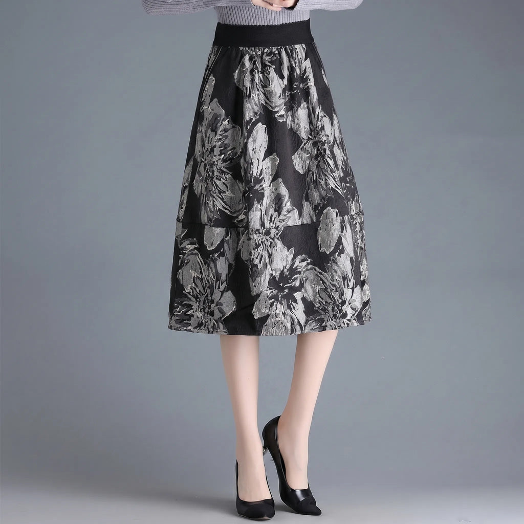 Texara™ -  High-Waisted A-Line Midi Skirt -  Smart-Casual Styling