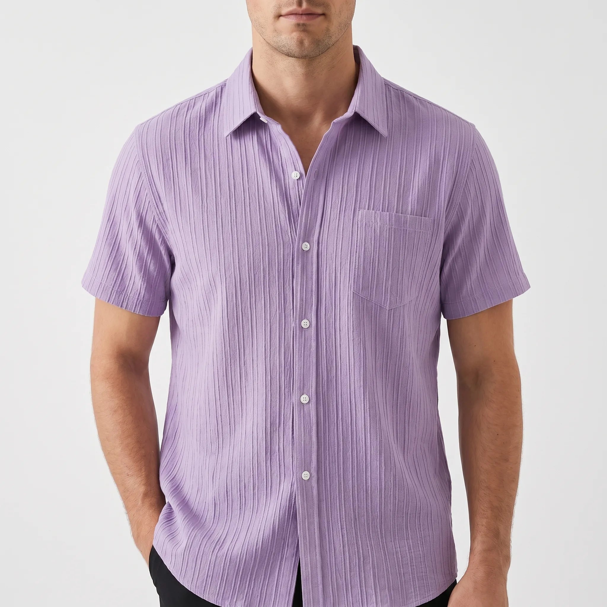 Teximo™ -  Textured Short Sleeve Shirt -  Smart Casual Dressing