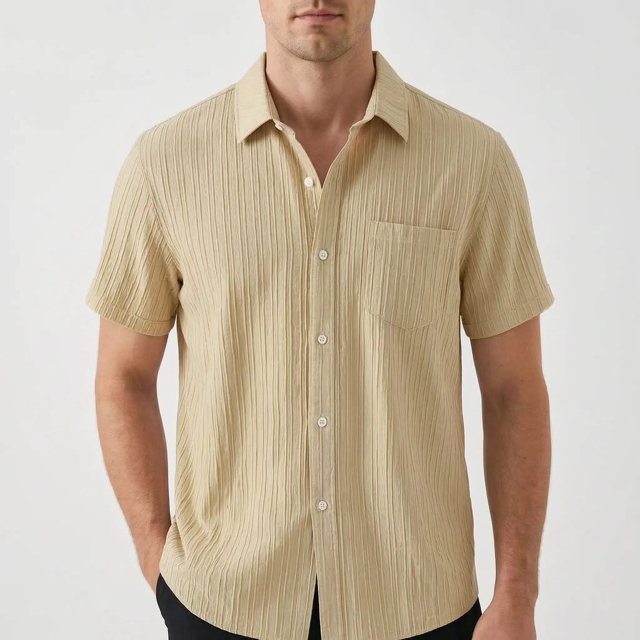Teximo™ -  Textured Short Sleeve Shirt -  Smart Casual Dressing