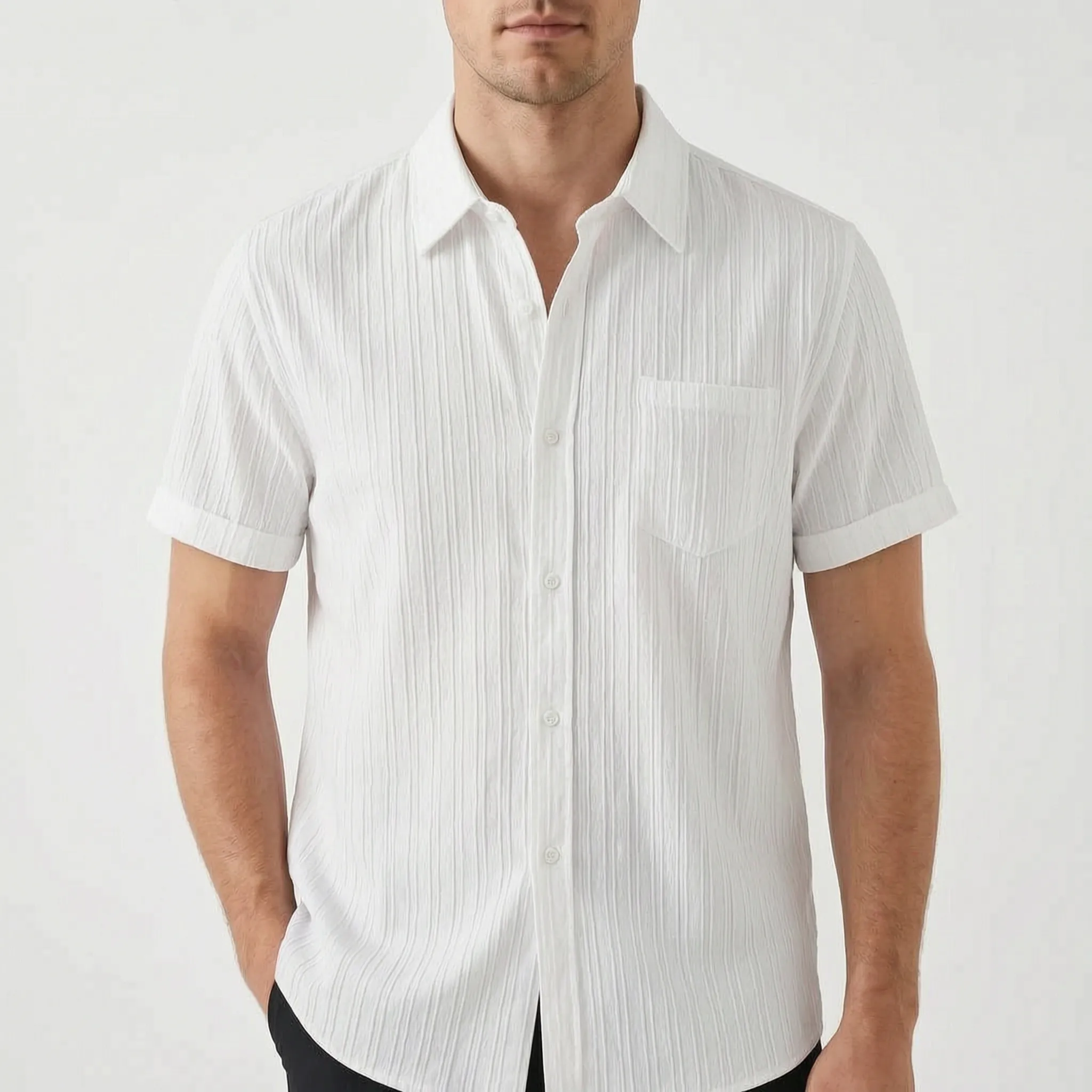Teximo™ -  Textured Short Sleeve Shirt -  Smart Casual Dressing