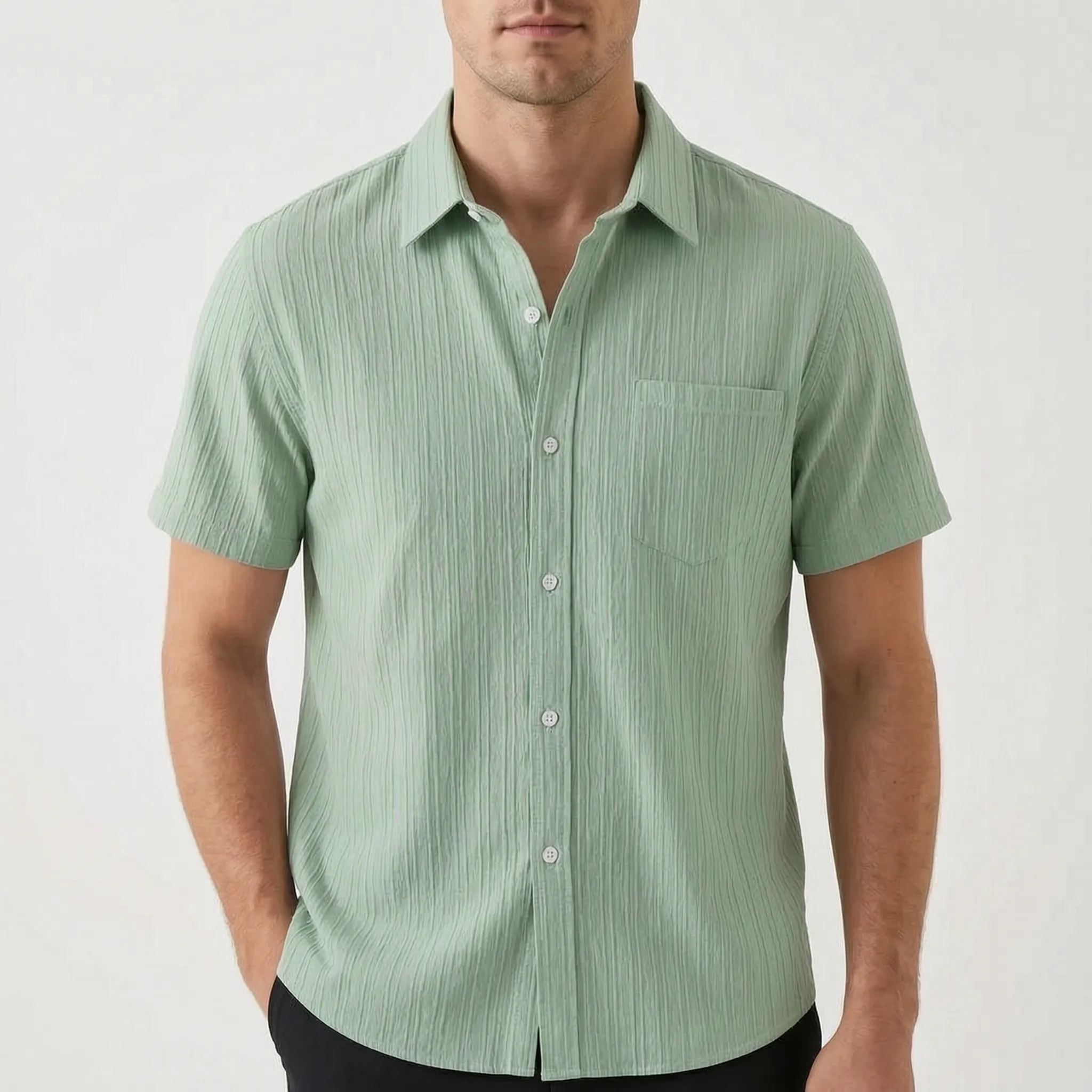 Teximo™ -  Textured Short Sleeve Shirt -  Smart Casual Dressing