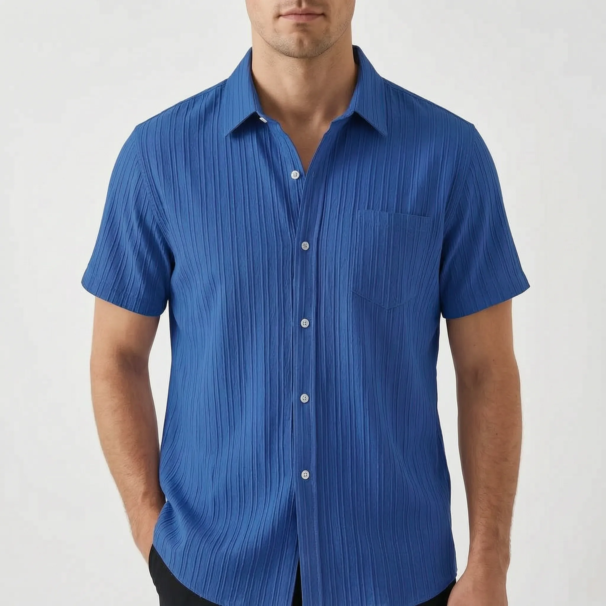 Teximo™ -  Textured Short Sleeve Shirt -  Smart Casual Dressing