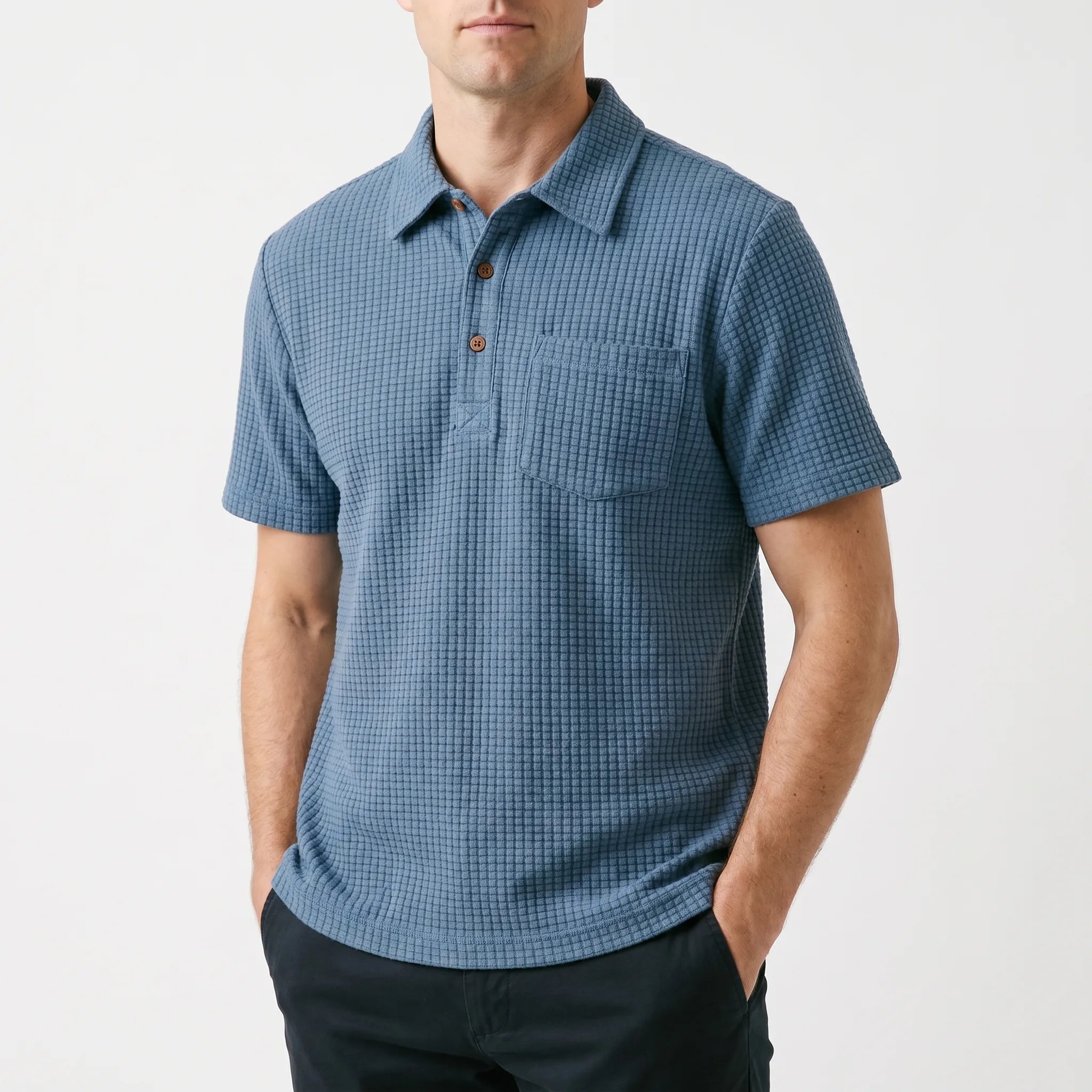 Texley™ -  Men's Waffle Textured Polo -  Casual Weekend Wear