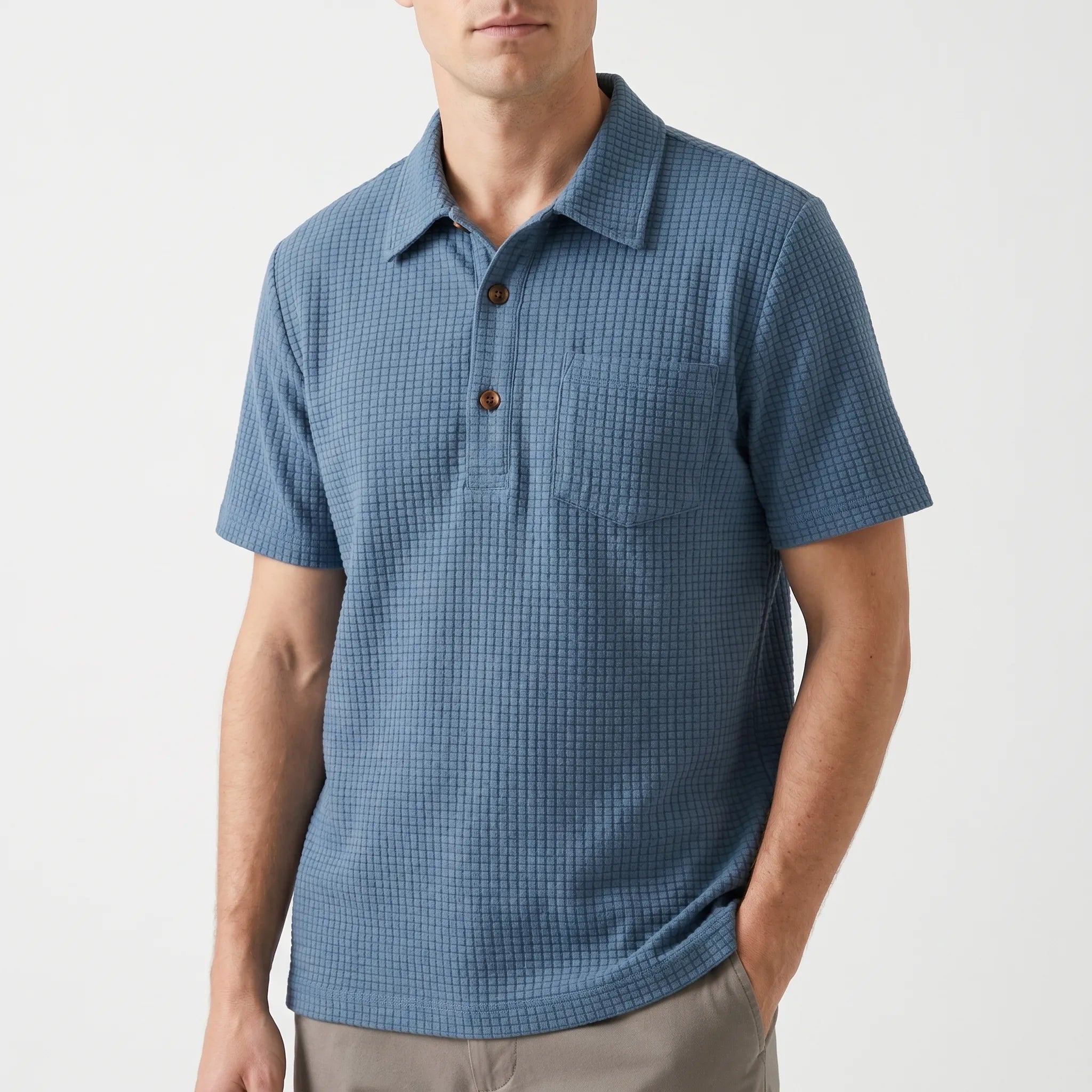 Texley™ -  Men's Waffle Textured Polo -  Casual Weekend Wear