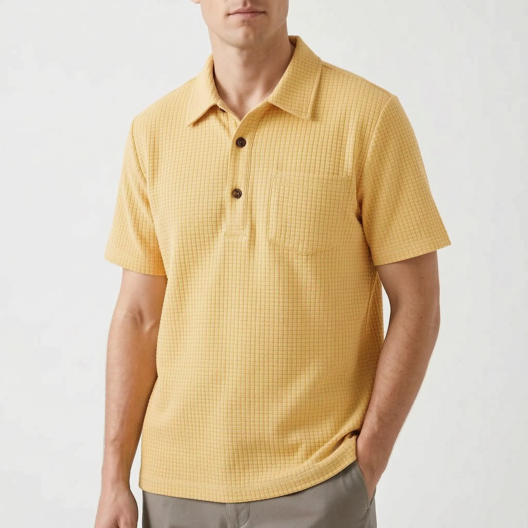 Texley™ -  Men's Waffle Textured Polo -  Casual Weekend Wear