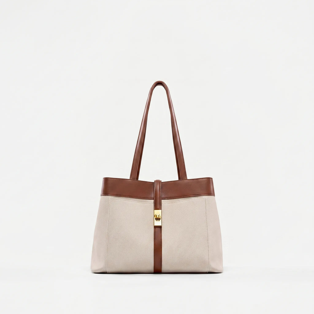 Tovian™ -  Structured Colour-Block Tote Bag -  Daily Work Commutes