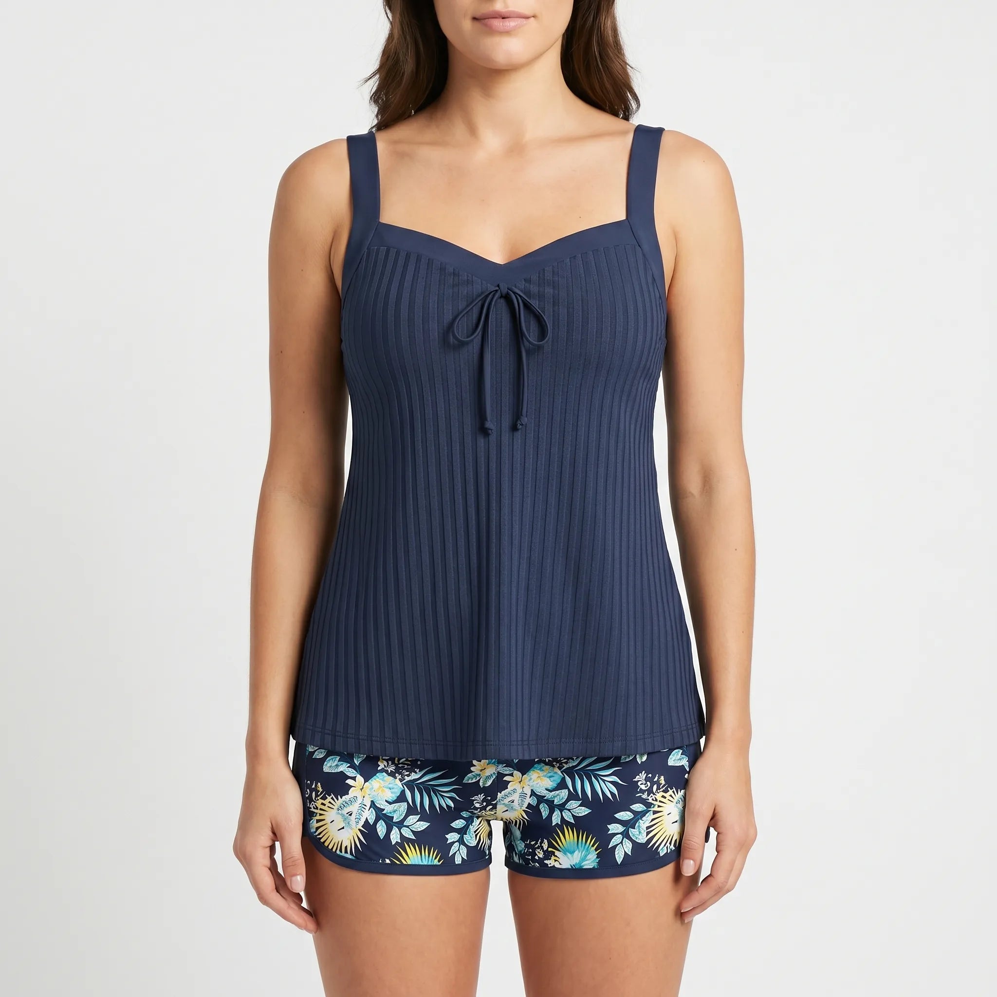 Tropicora™ -  Two Piece Ribbed Tankini Set -  Relaxing Poolside