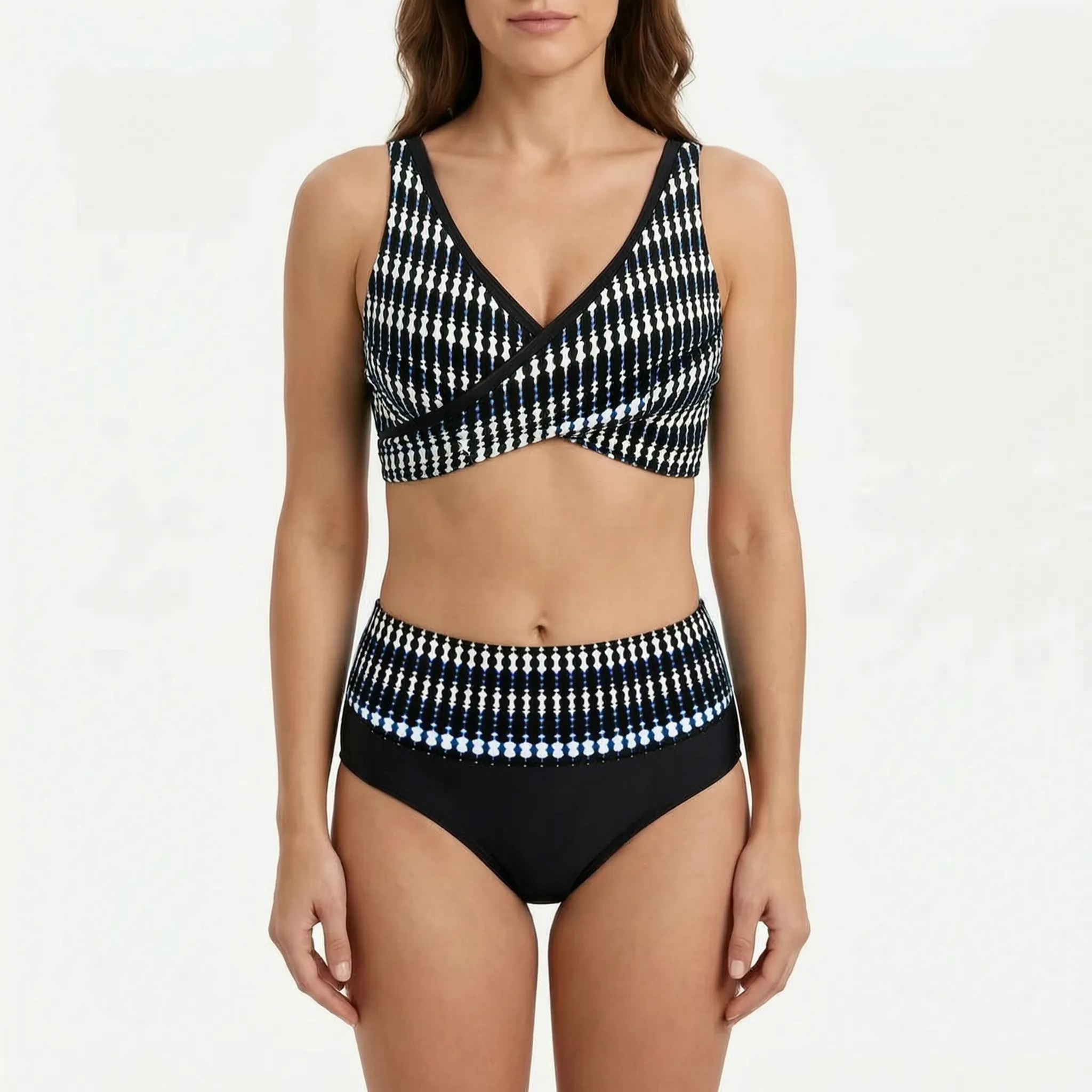 Vaelia™ -  High-Waisted Geometric Bikini Set -  Beach Holidays