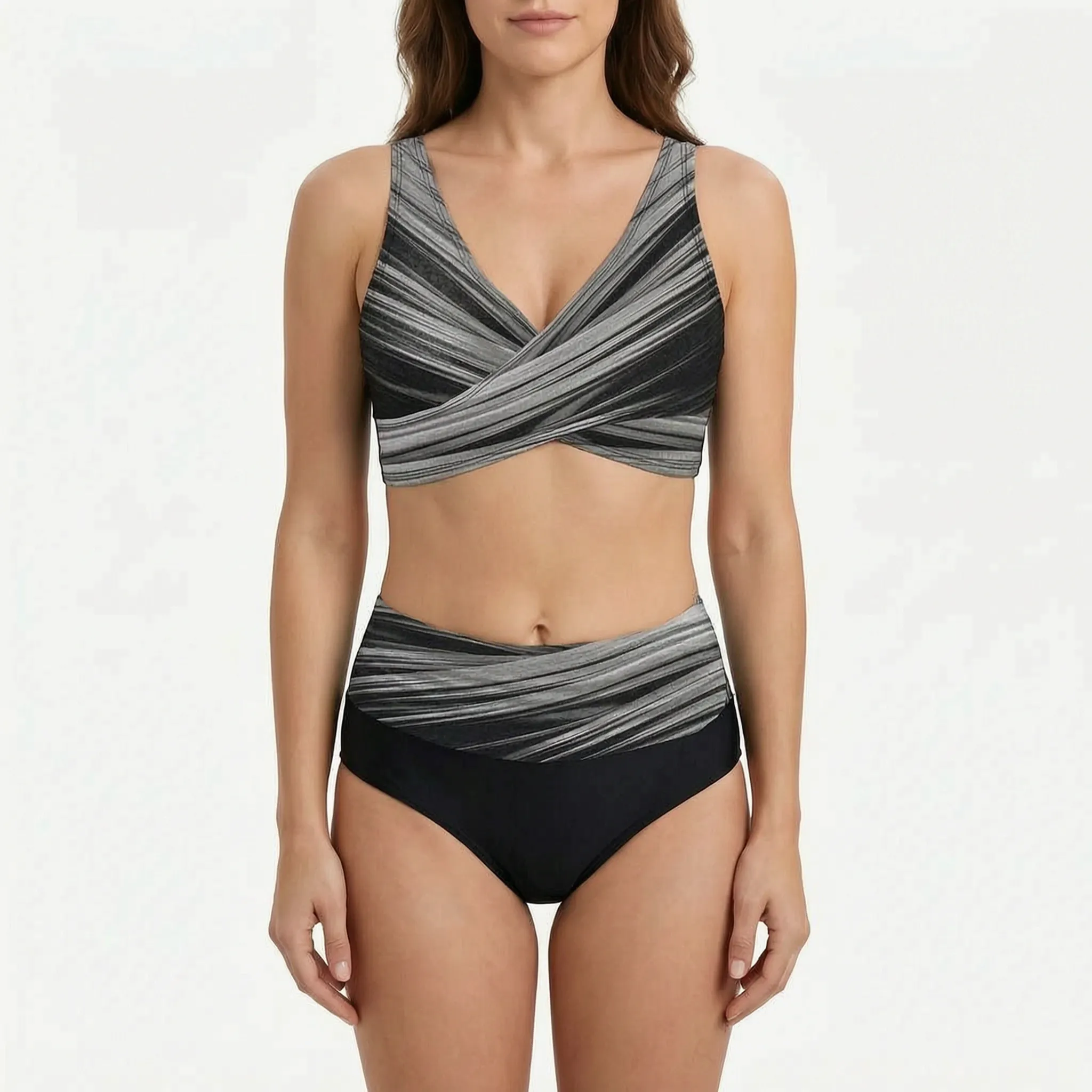 Vaelia™ -  High-Waisted Geometric Bikini Set -  Beach Holidays