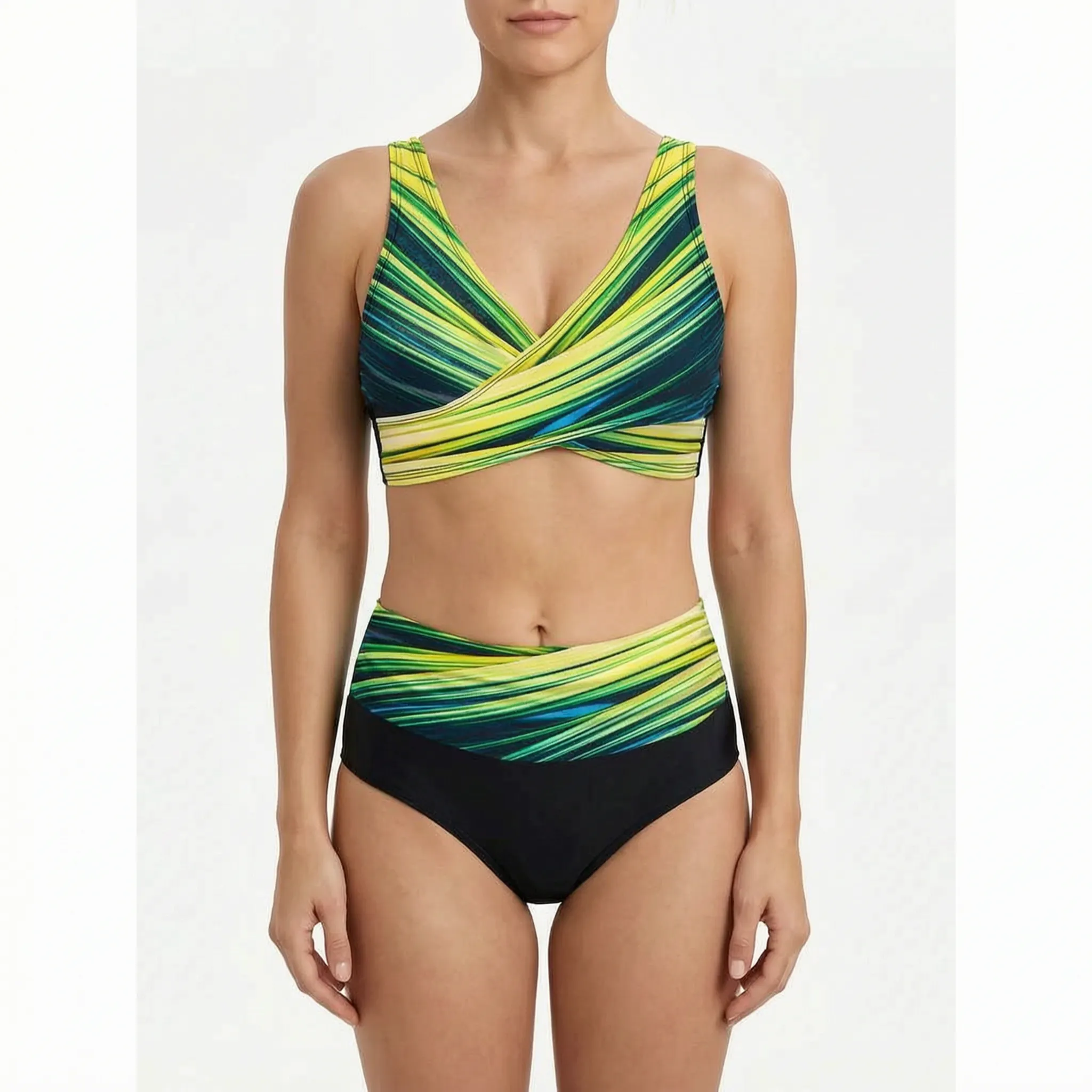 Vaelia™ -  High-Waisted Geometric Bikini Set -  Beach Holidays