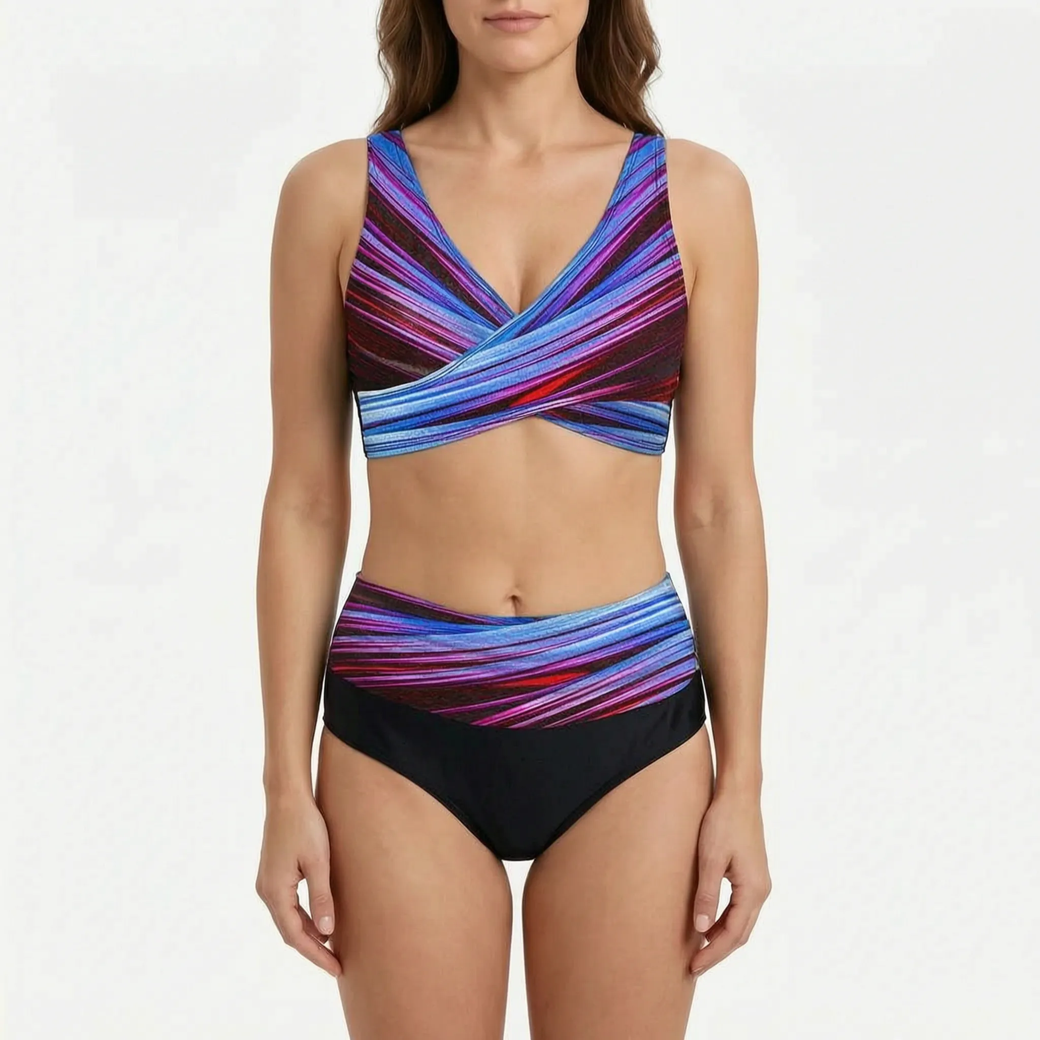 Vaelia™ -  High-Waisted Geometric Bikini Set -  Beach Holidays