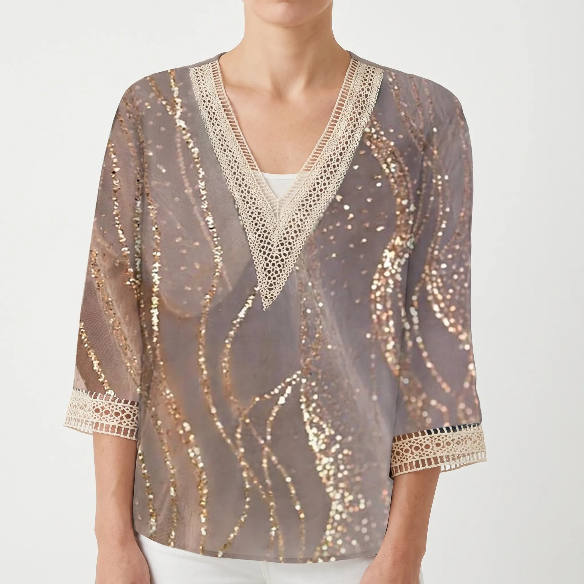 Vaylia™ -  Printed V-Neck Summer Blouse -  Daytime Socialising