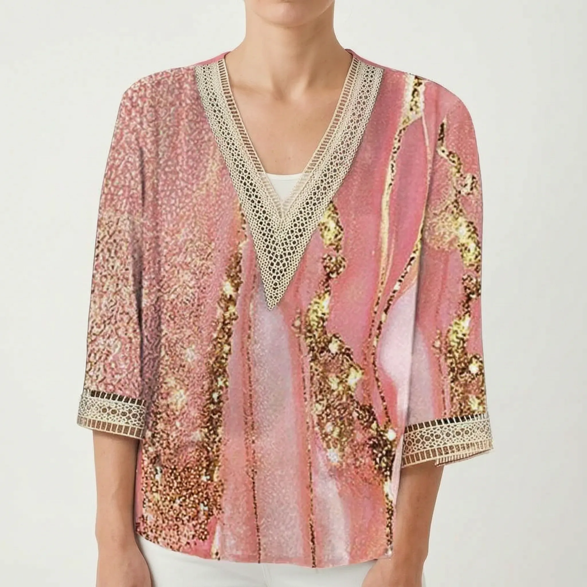 Vaylia™ -  Printed V-Neck Summer Blouse -  Daytime Socialising
