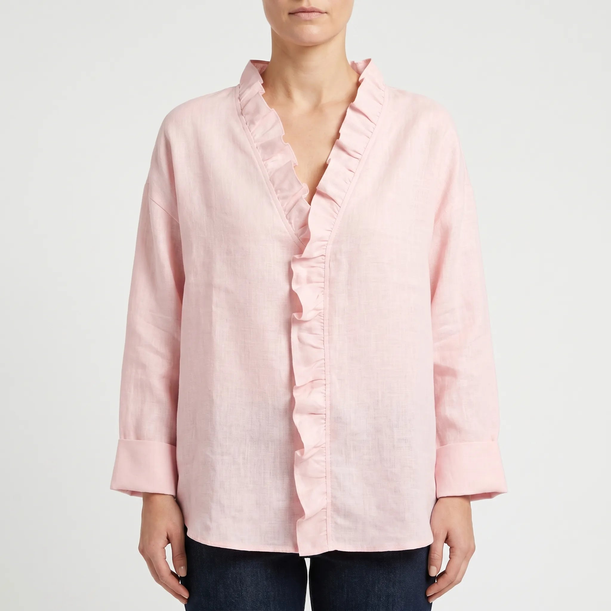 Vellira™ -  V-Neck Ruffle Blouse -  Office Wear