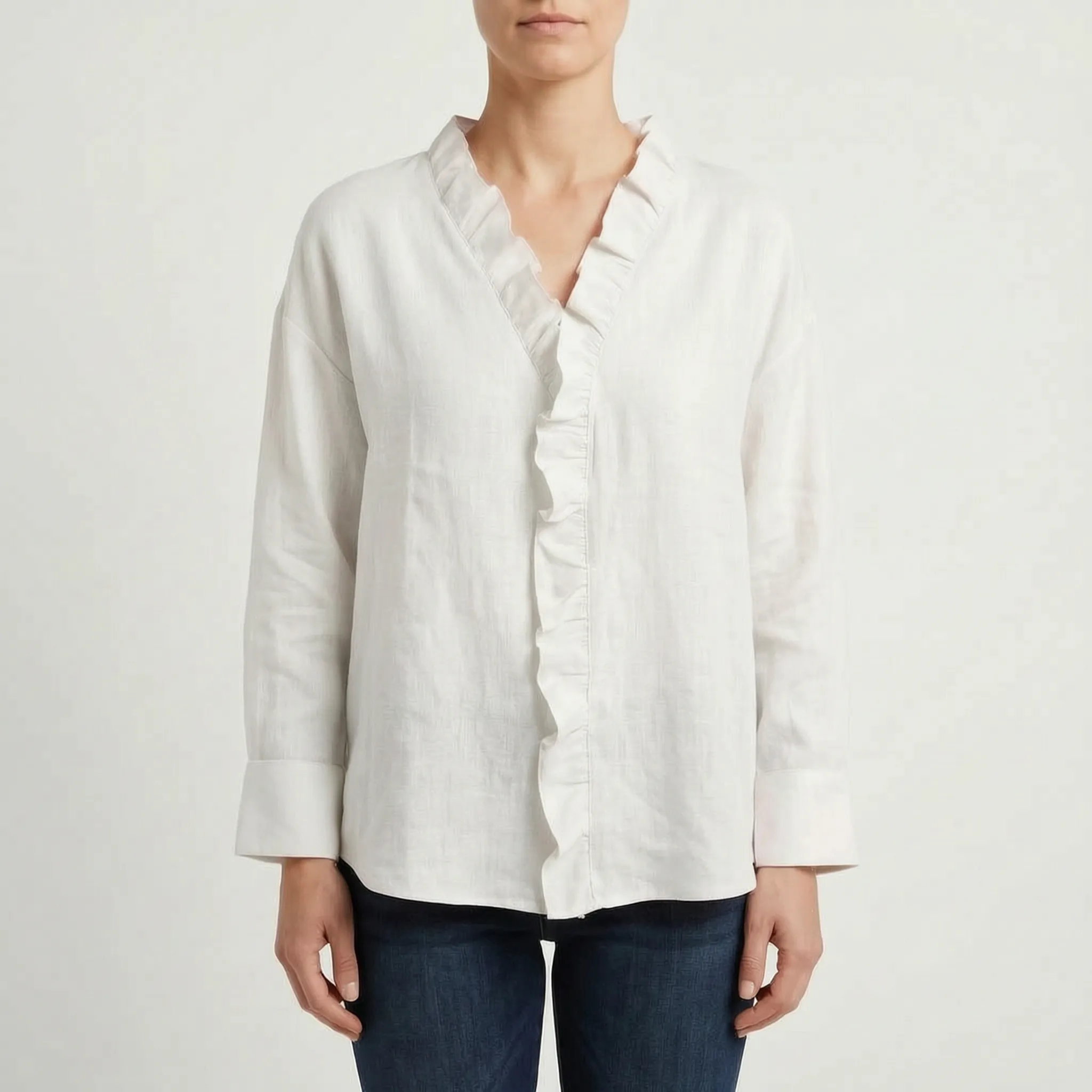 Vellira™ -  V-Neck Ruffle Blouse -  Office Wear