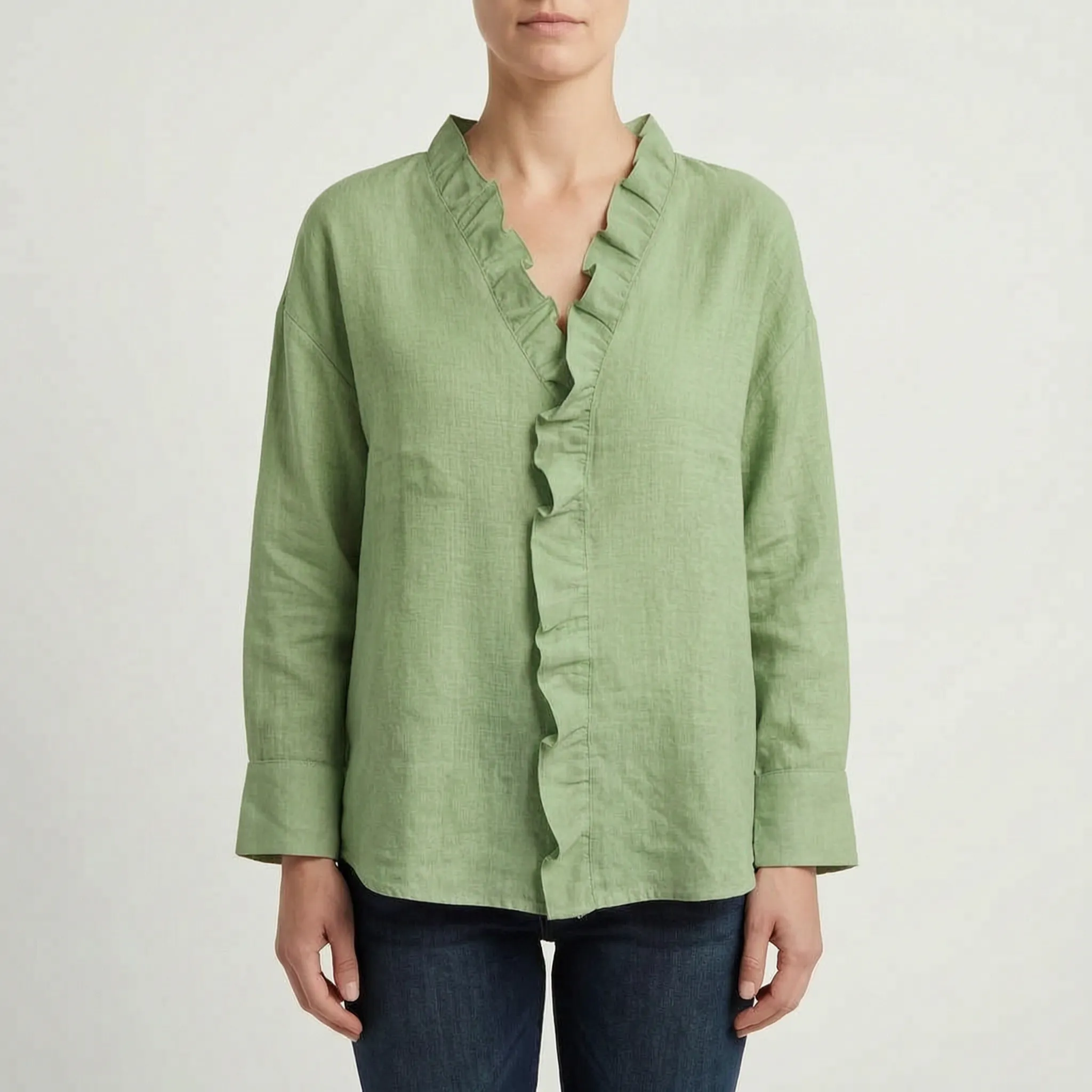 Vellira™ -  V-Neck Ruffle Blouse -  Office Wear