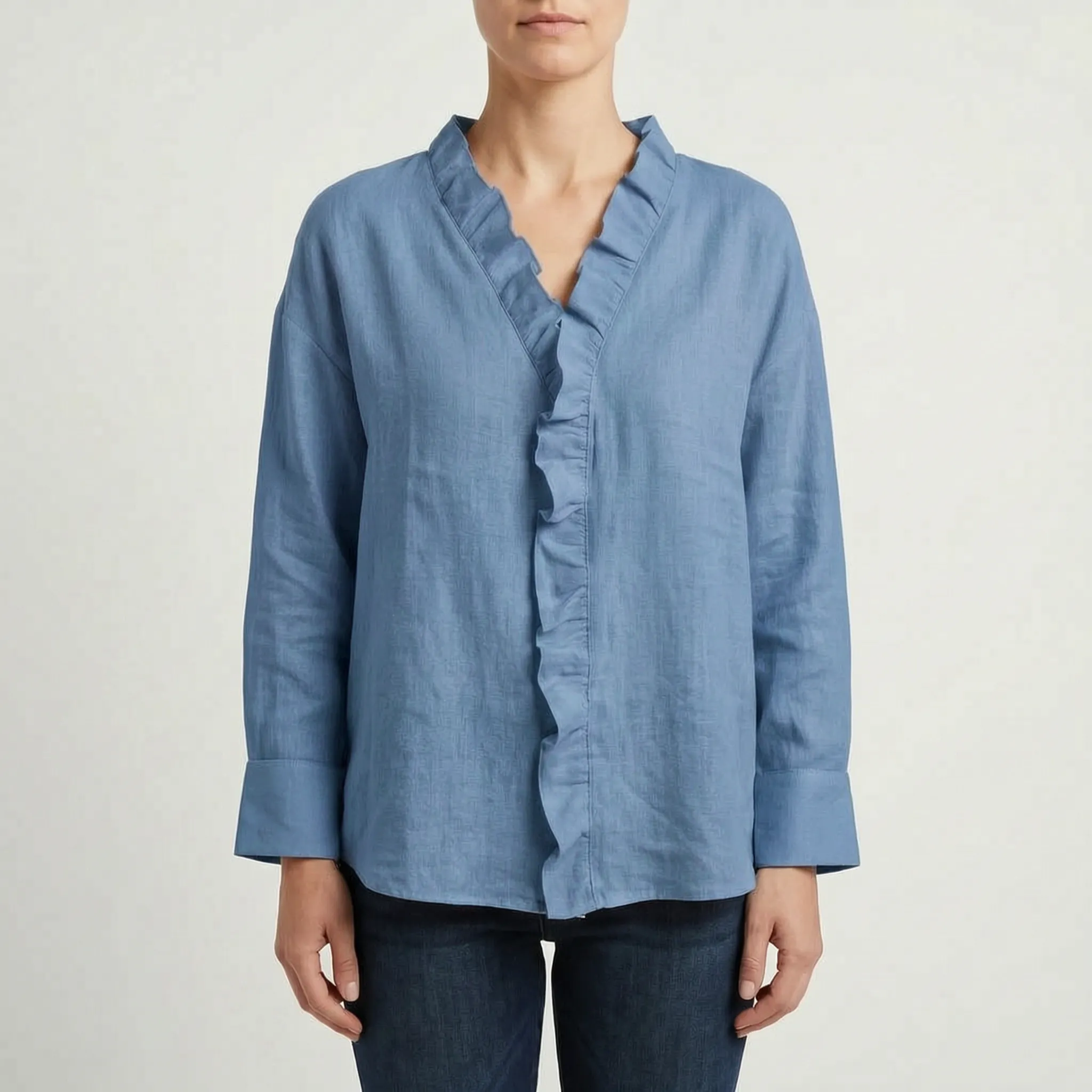 Vellira™ -  V-Neck Ruffle Blouse -  Office Wear