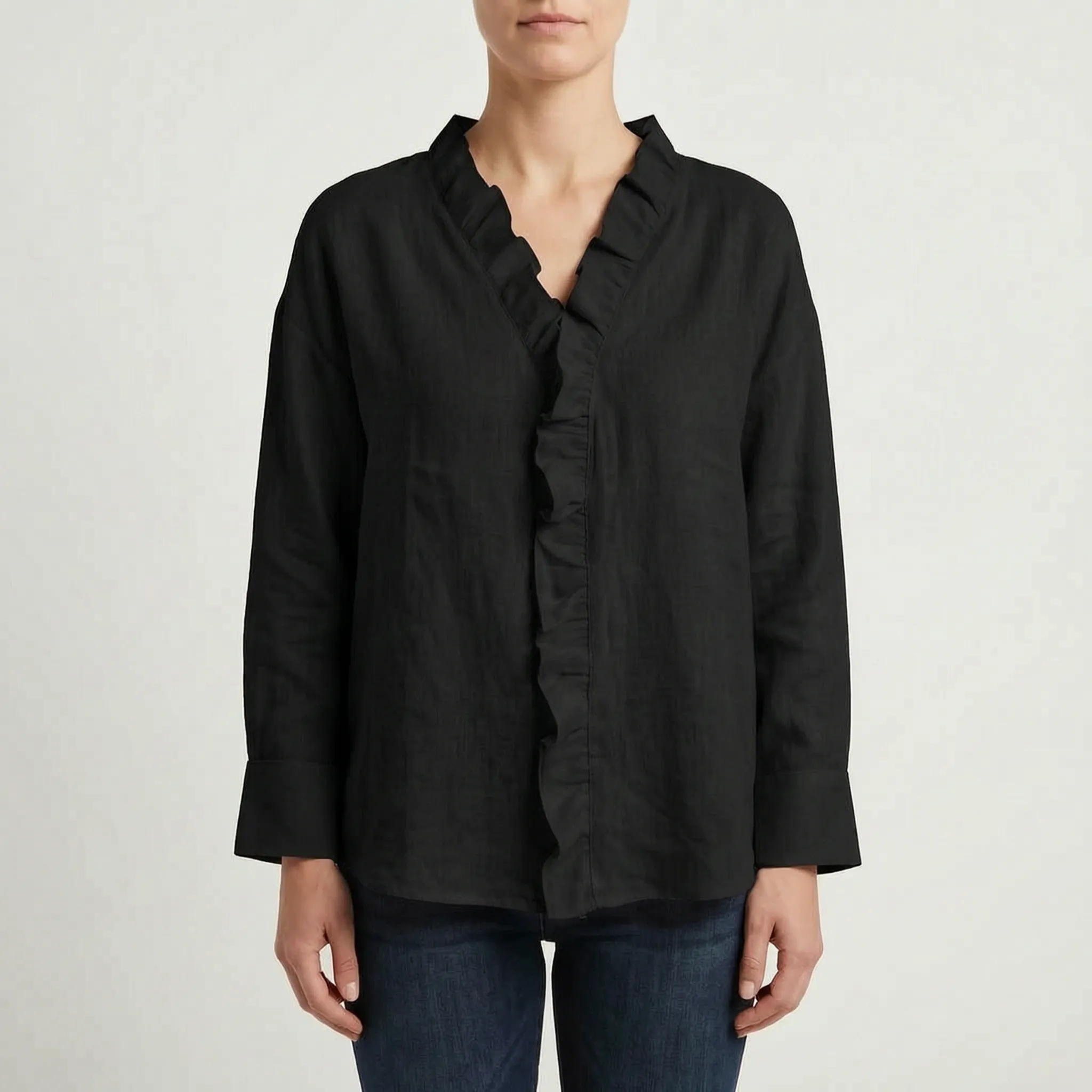 Vellira™ -  V-Neck Ruffle Blouse -  Office Wear
