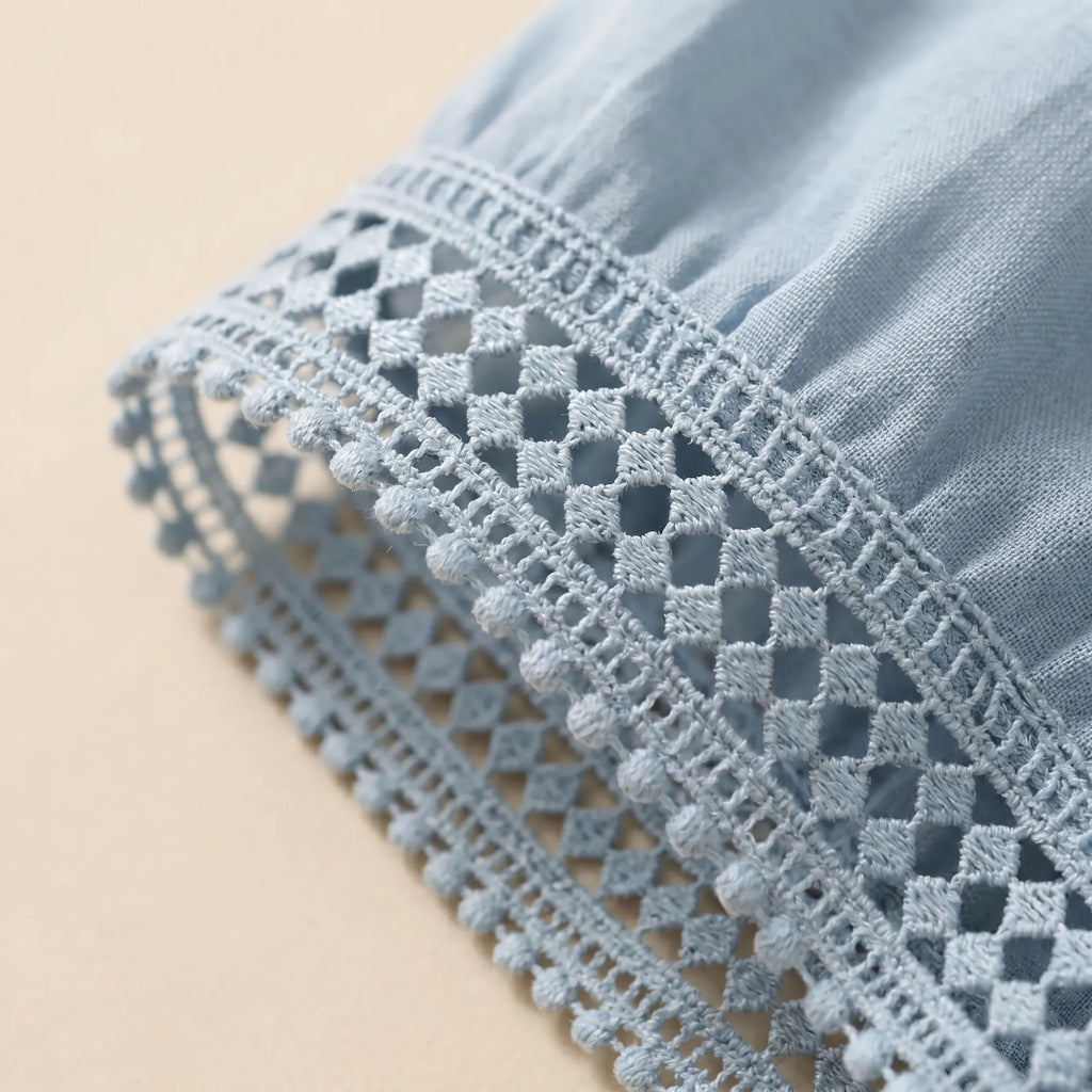Vellora™ -  Short Sleeve Lace Trim Blouse -  Smart Casual Dressing