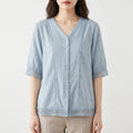 Vellora™ -  Short Sleeve Lace Trim Blouse -  Smart Casual Dressing