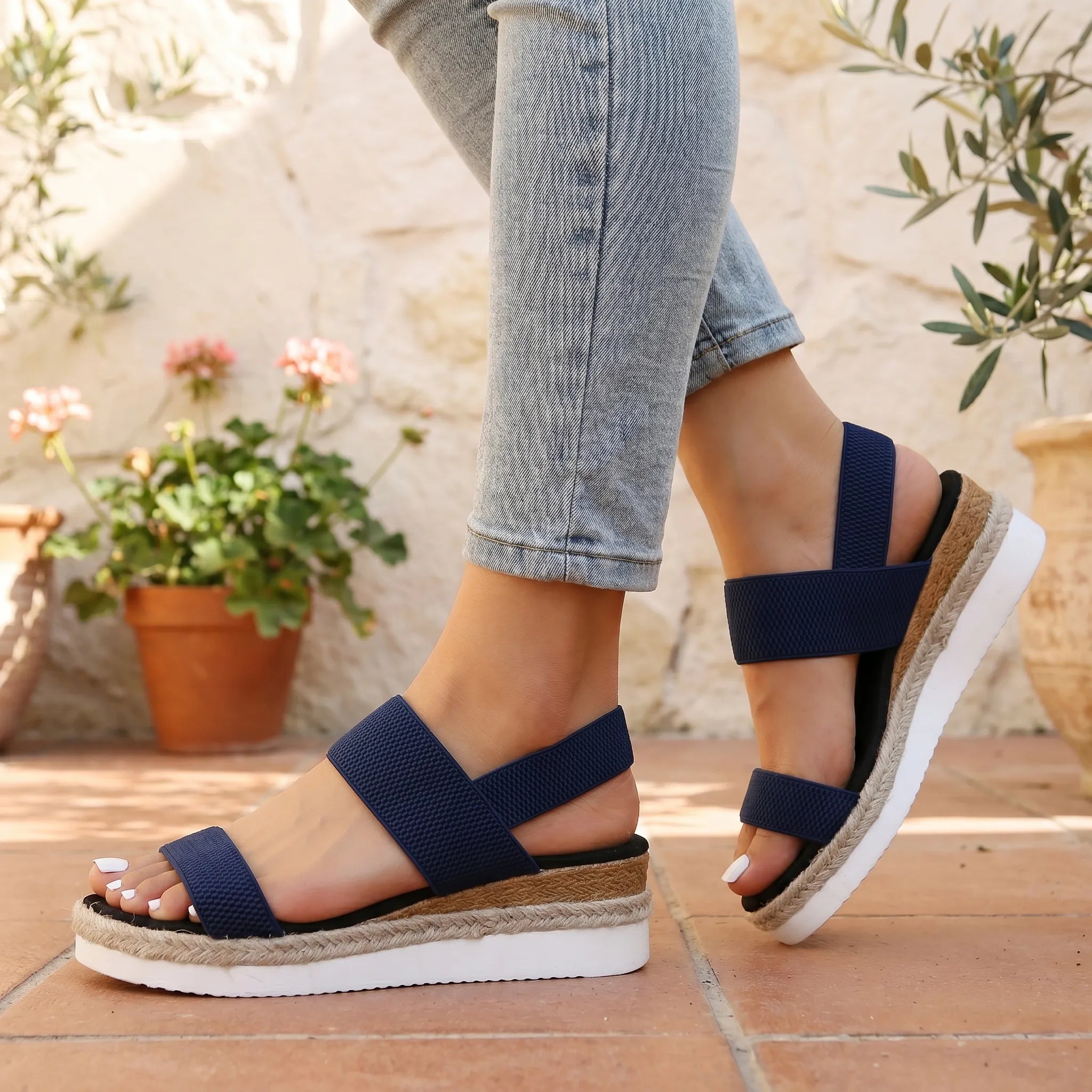Velsina™ -  Elasticated Platform Sandals -  Summer Holidays