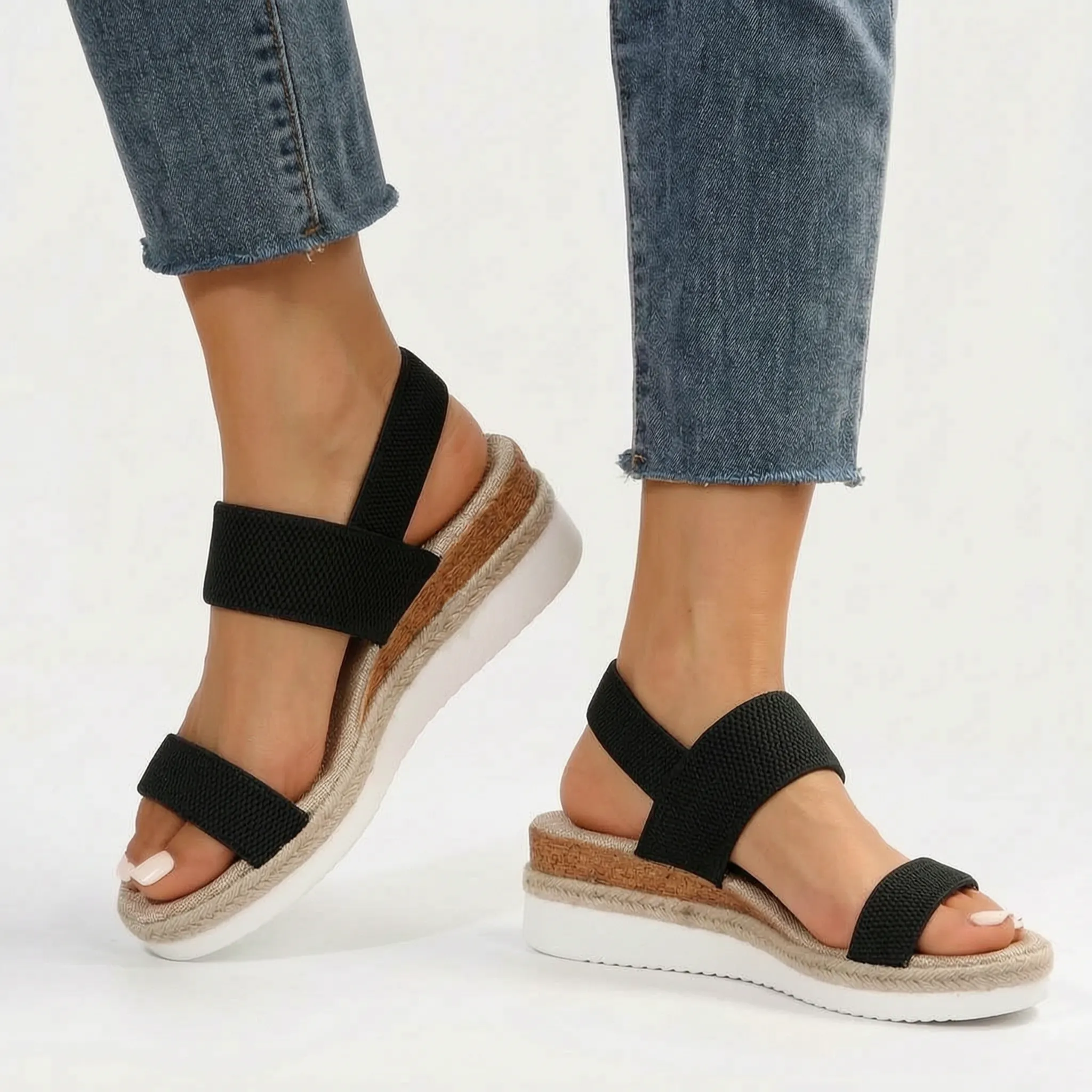Velsina™ -  Elasticated Platform Sandals -  Summer Holidays