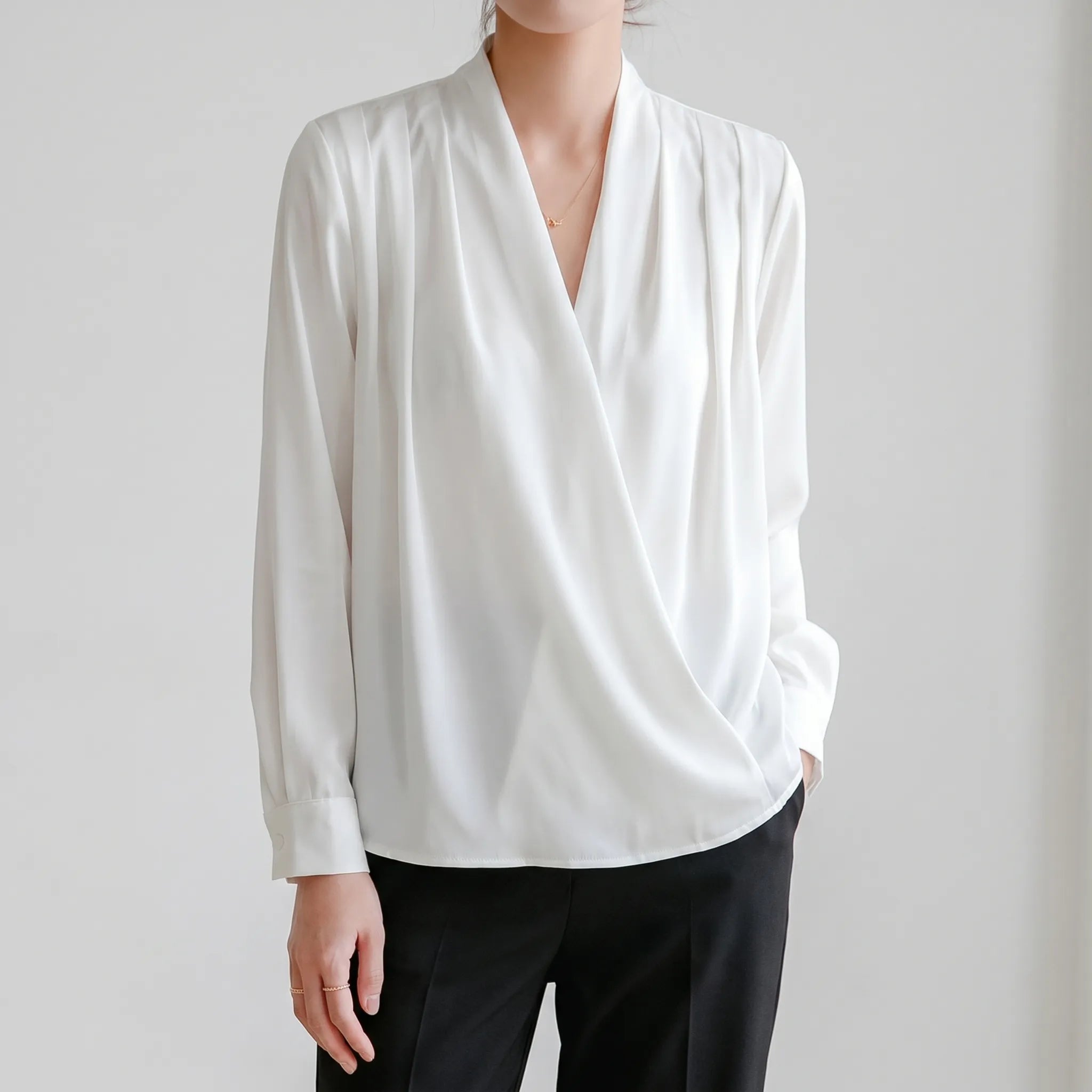 Veltira™ -  V-Neck Long Sleeve Blouse -  Office Wear