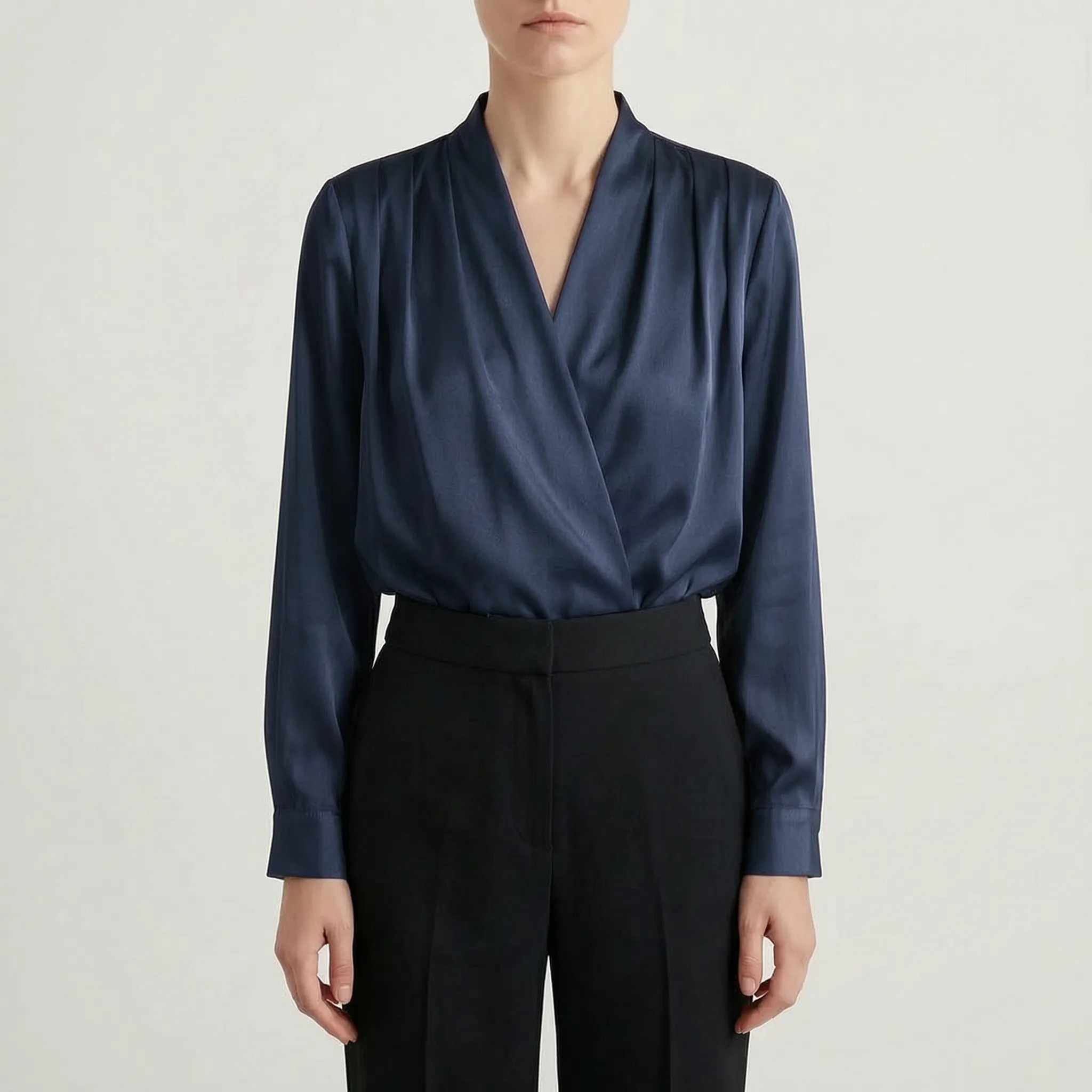 Veltira™ -  V-Neck Long Sleeve Blouse -  Office Wear