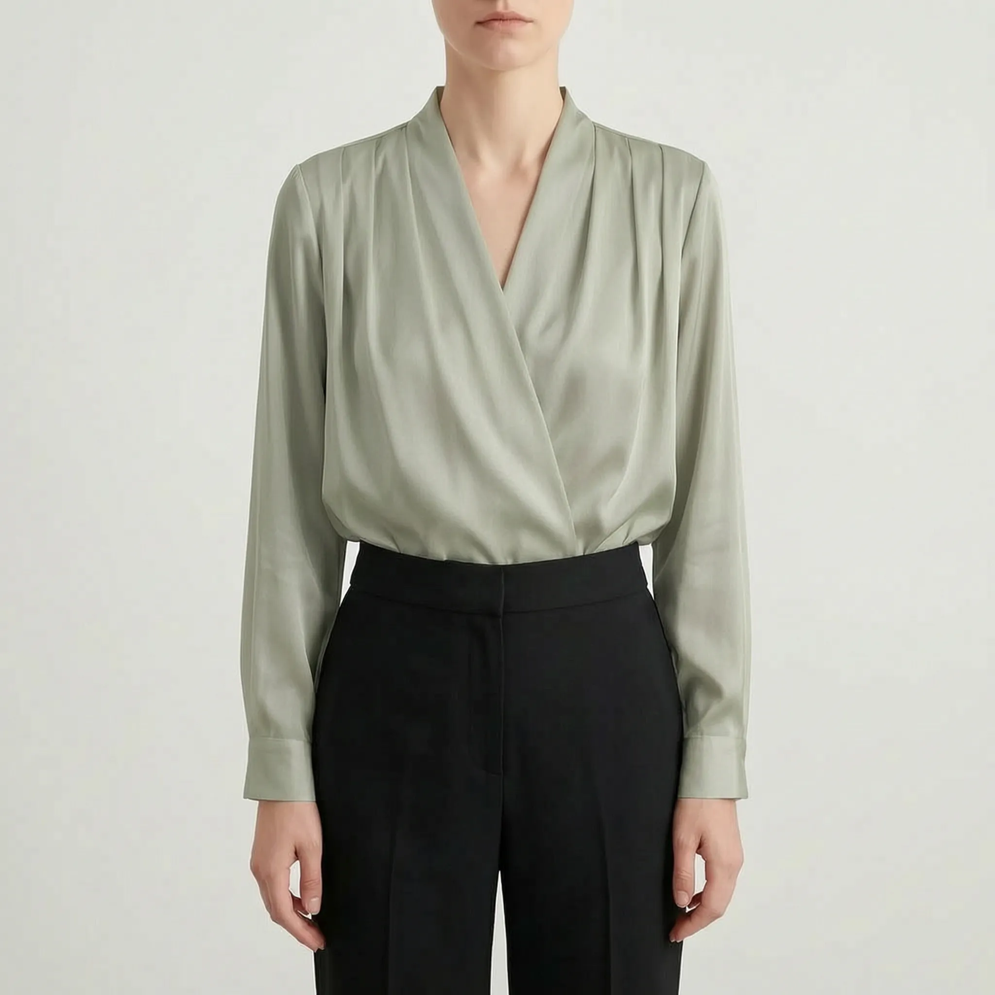 Veltira™ -  V-Neck Long Sleeve Blouse -  Office Wear