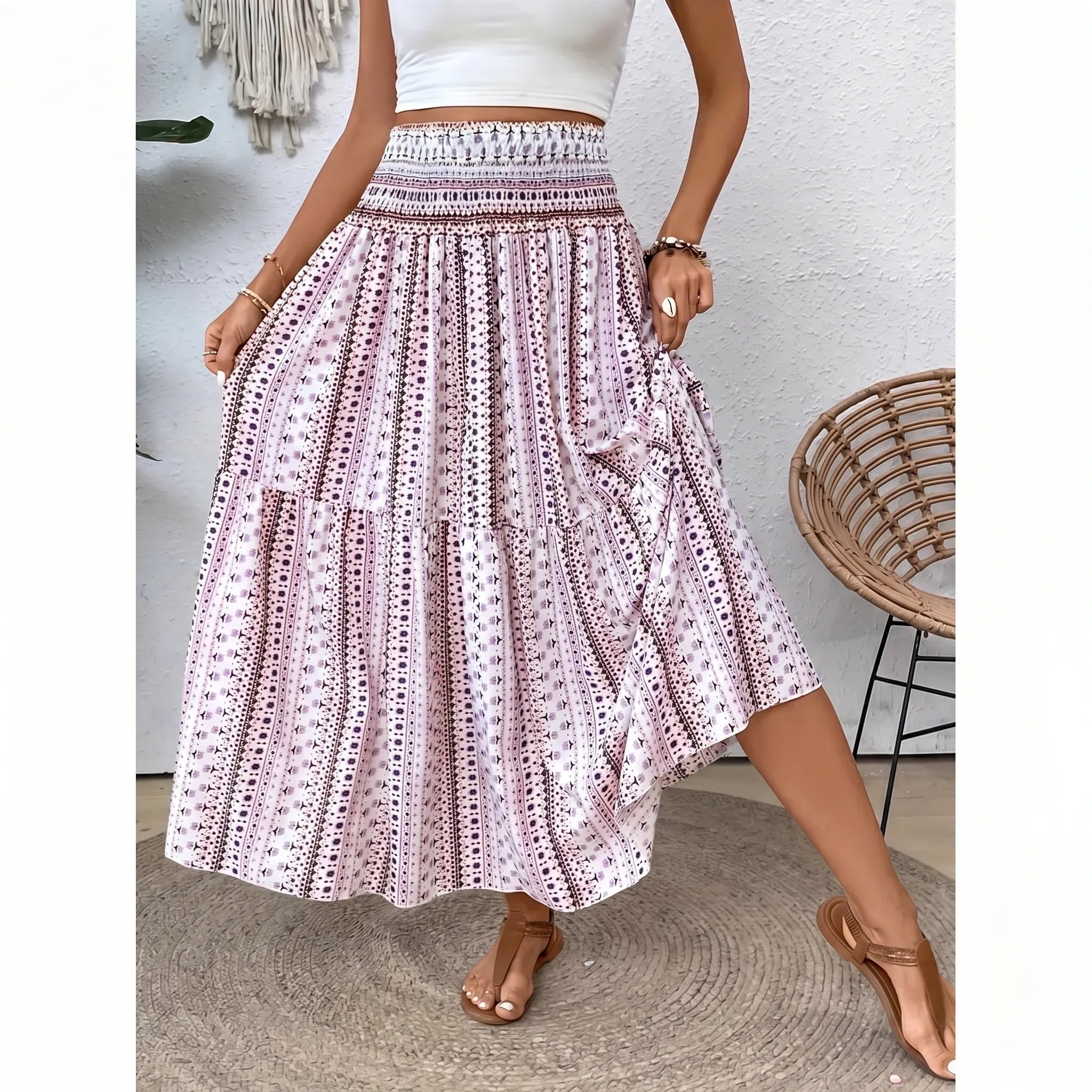 Vensala™ -  Bohemian Tiered Maxi Skirt -  Warm Weather Outings