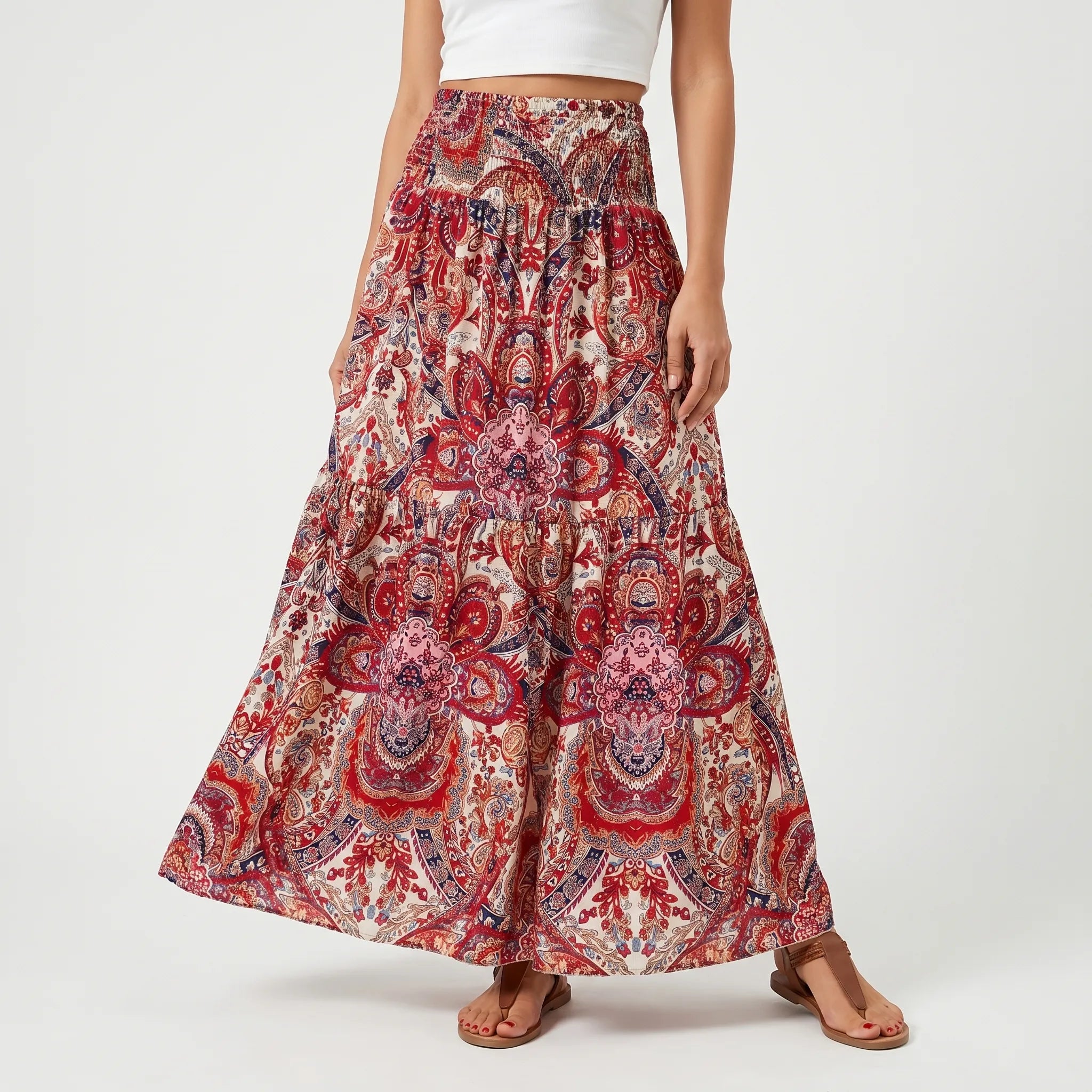Vensala™ -  Bohemian Tiered Maxi Skirt -  Warm Weather Outings