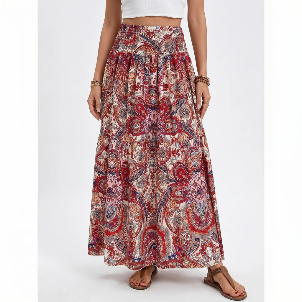 Vensala™ -  Bohemian Tiered Maxi Skirt -  Warm Weather Outings
