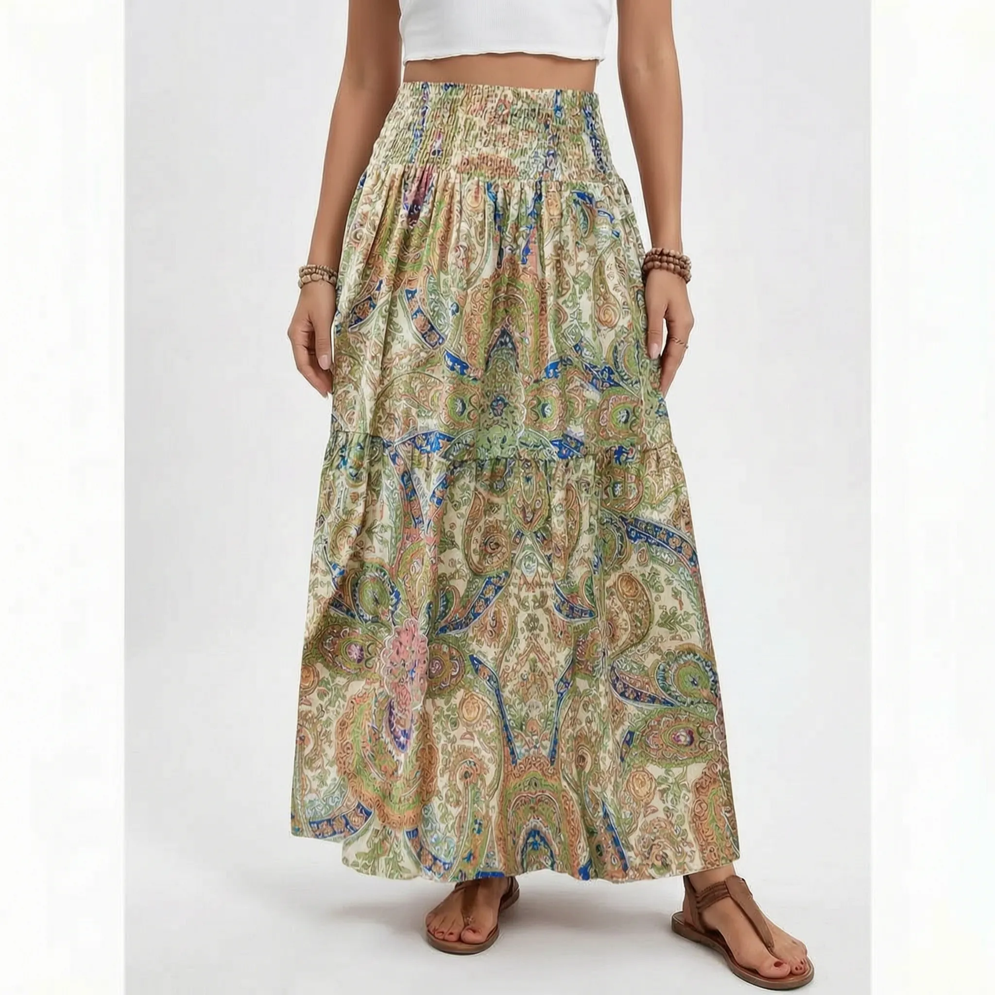 Vensala™ -  Bohemian Tiered Maxi Skirt -  Warm Weather Outings
