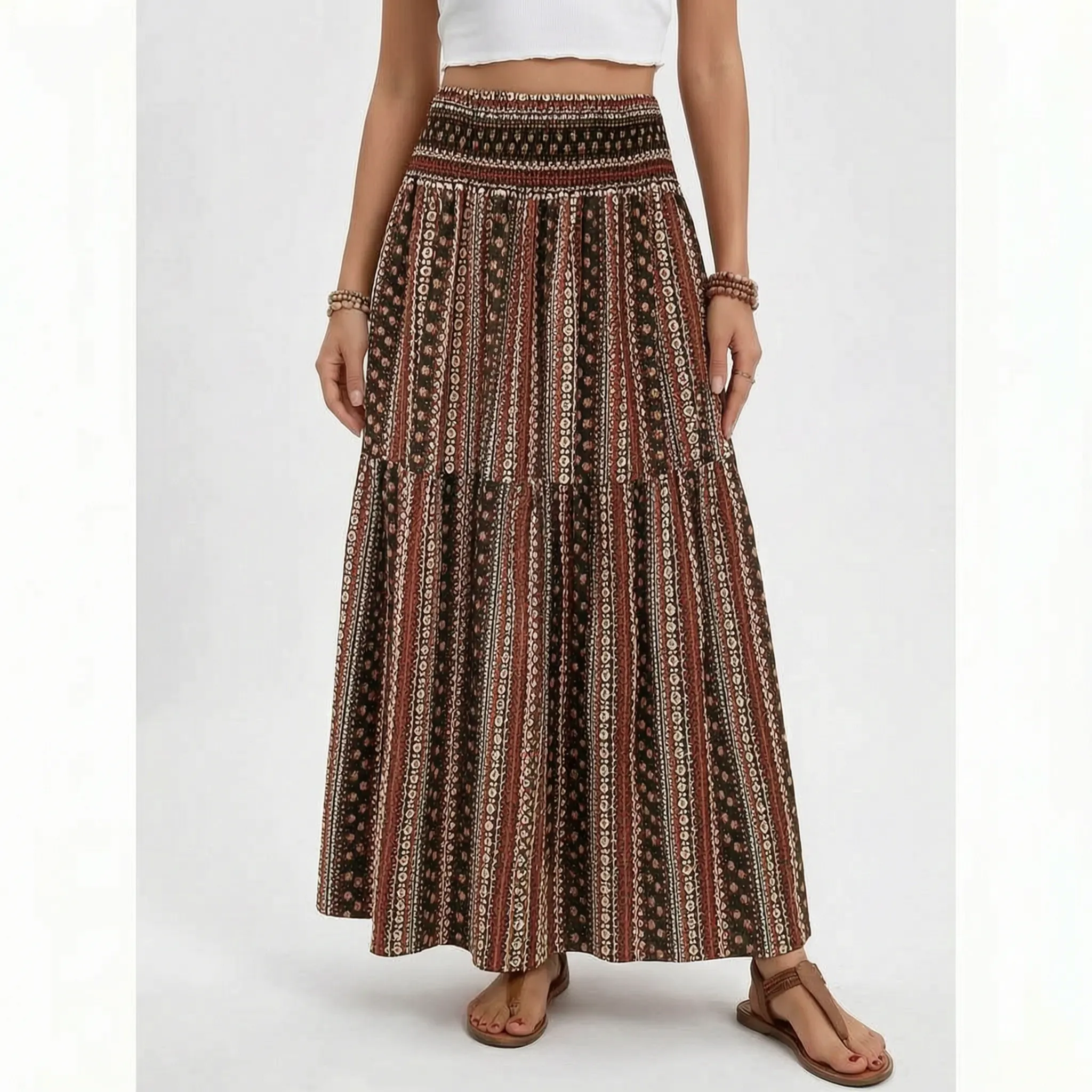Vensala™ -  Bohemian Tiered Maxi Skirt -  Warm Weather Outings