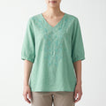 Verdine™ -  Embroidered V-Neck Blouse -  Weekend Casual Wear