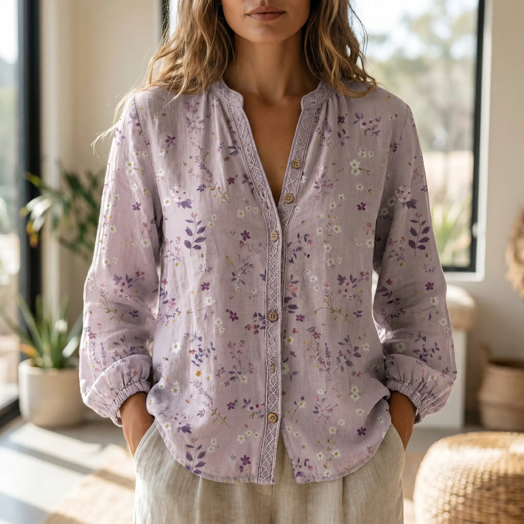 Verdise™ -  Botanical Print Blouse -  Everyday Casual Wear