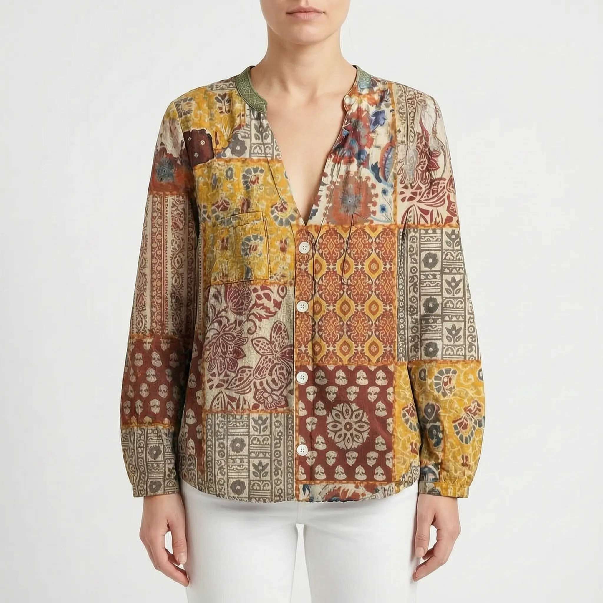 Verdise™ -  Botanical Print Blouse -  Everyday Casual Wear