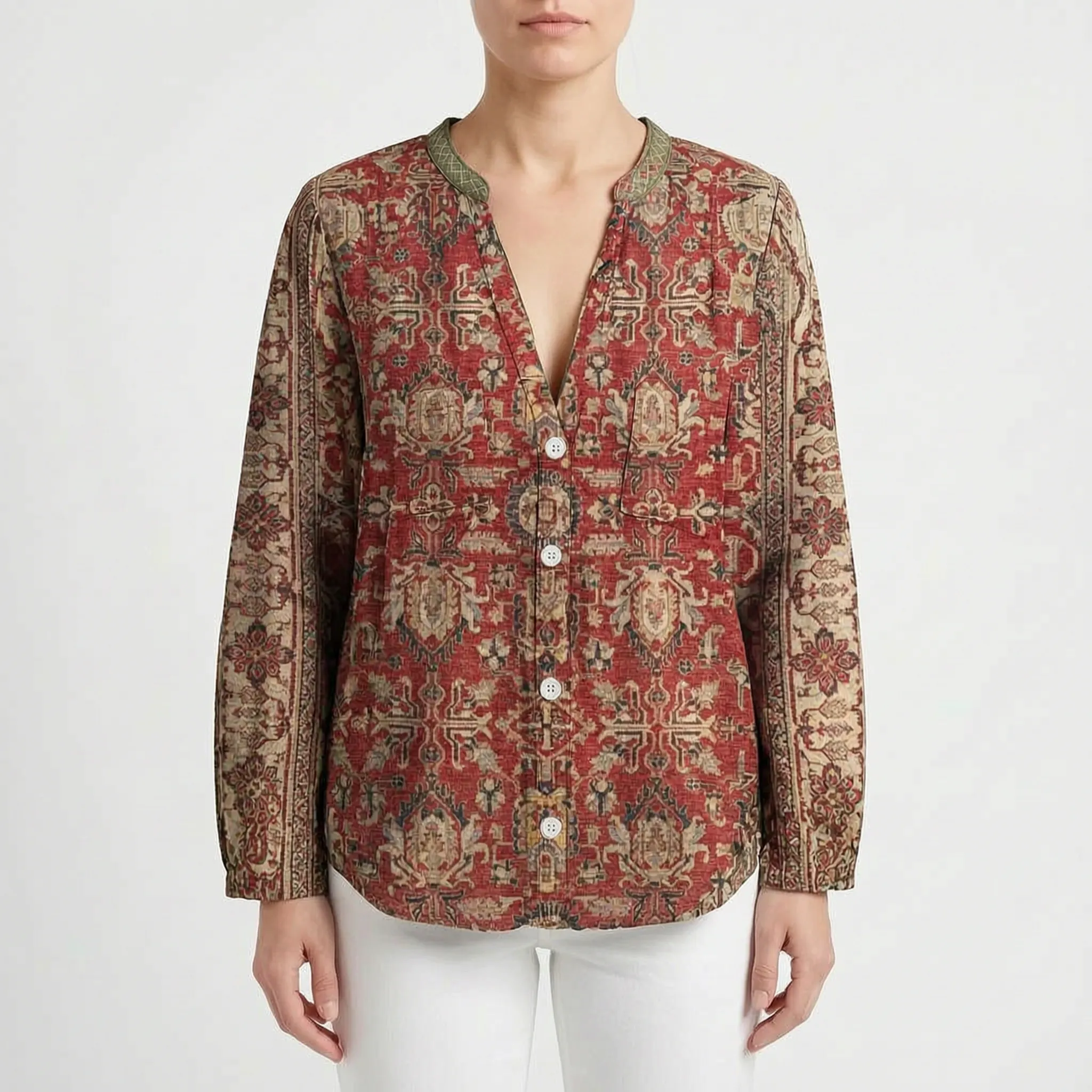 Verdise™ -  Botanical Print Blouse -  Everyday Casual Wear