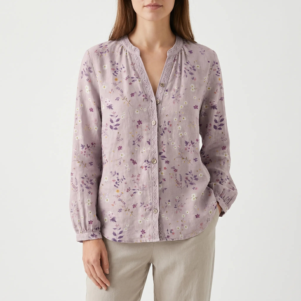 Verdise™ -  Botanical Print Blouse -  Everyday Casual Wear