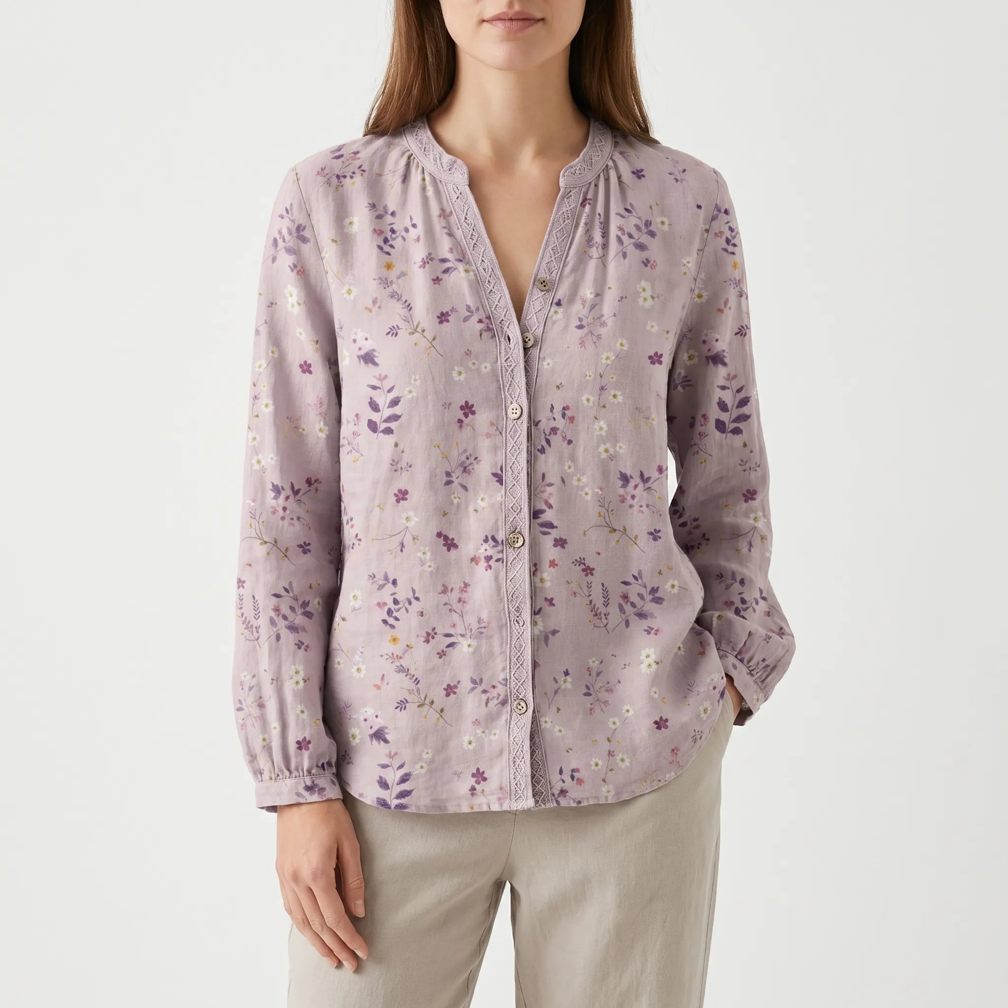 Verdise™ -  Botanical Print Blouse -  Everyday Casual Wear