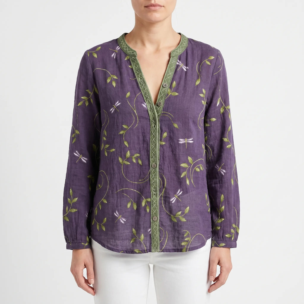 Verdise™ -  Botanical Print Blouse -  Everyday Casual Wear