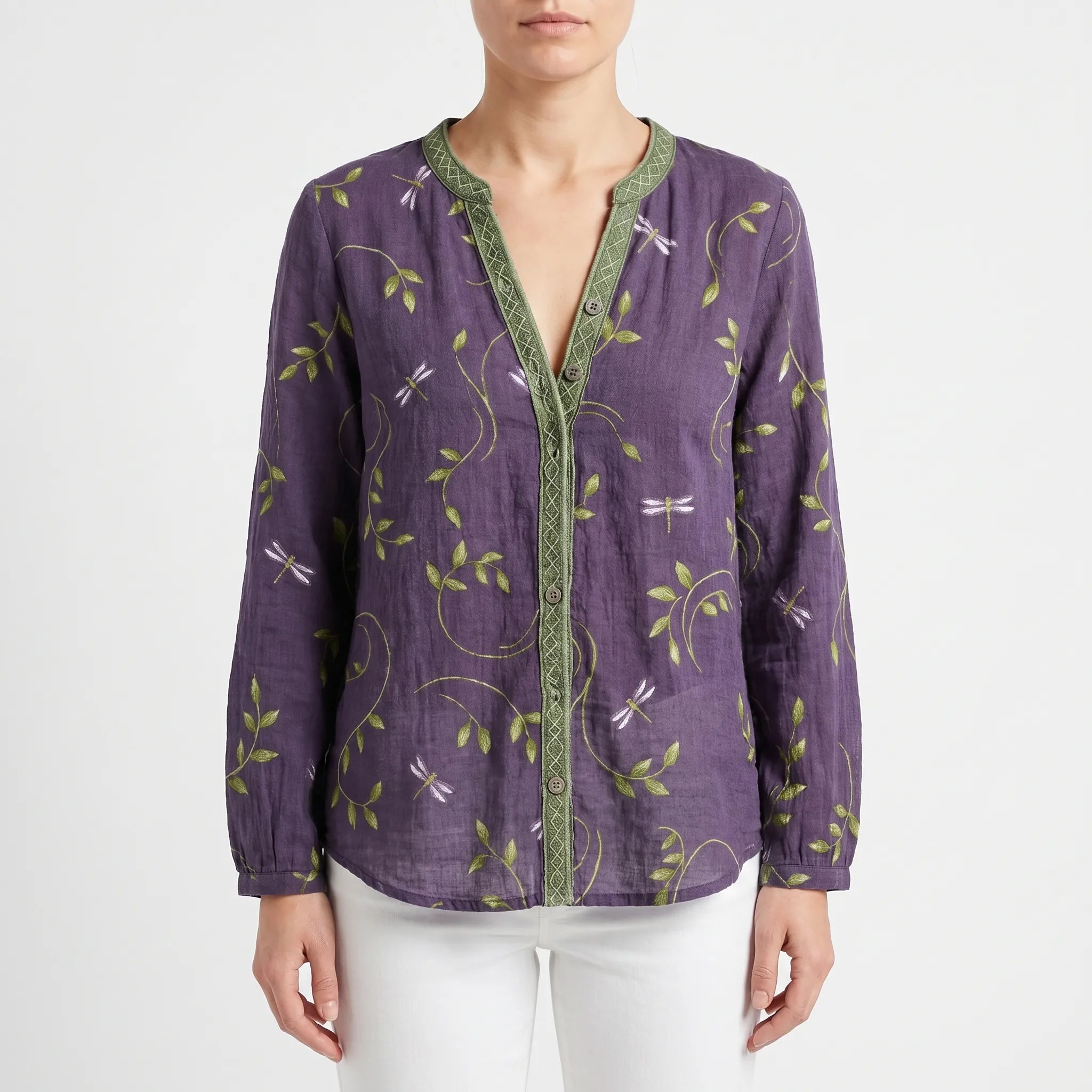 Verdise™ -  Botanical Print Blouse -  Everyday Casual Wear