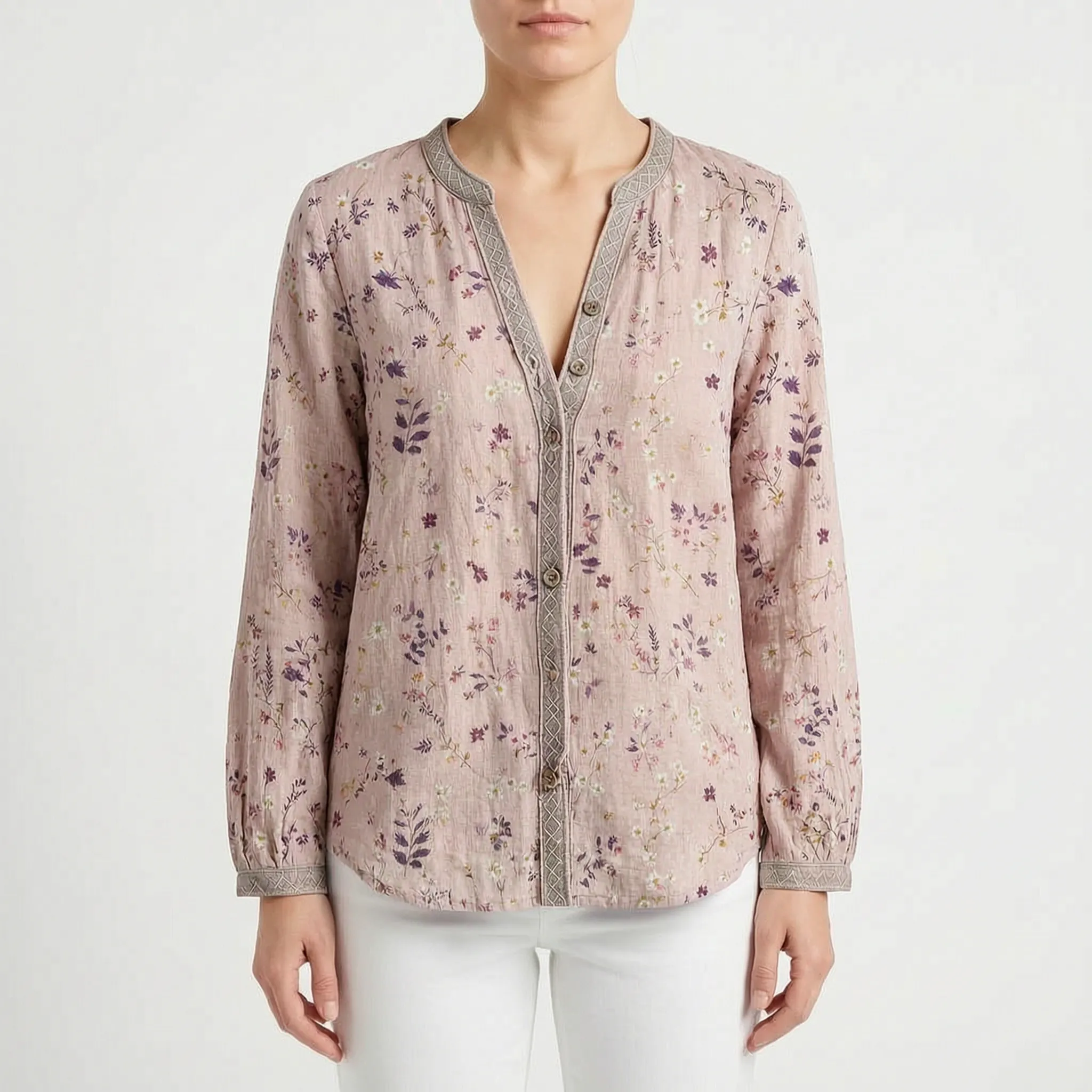 Verdise™ -  Botanical Print Blouse -  Everyday Casual Wear