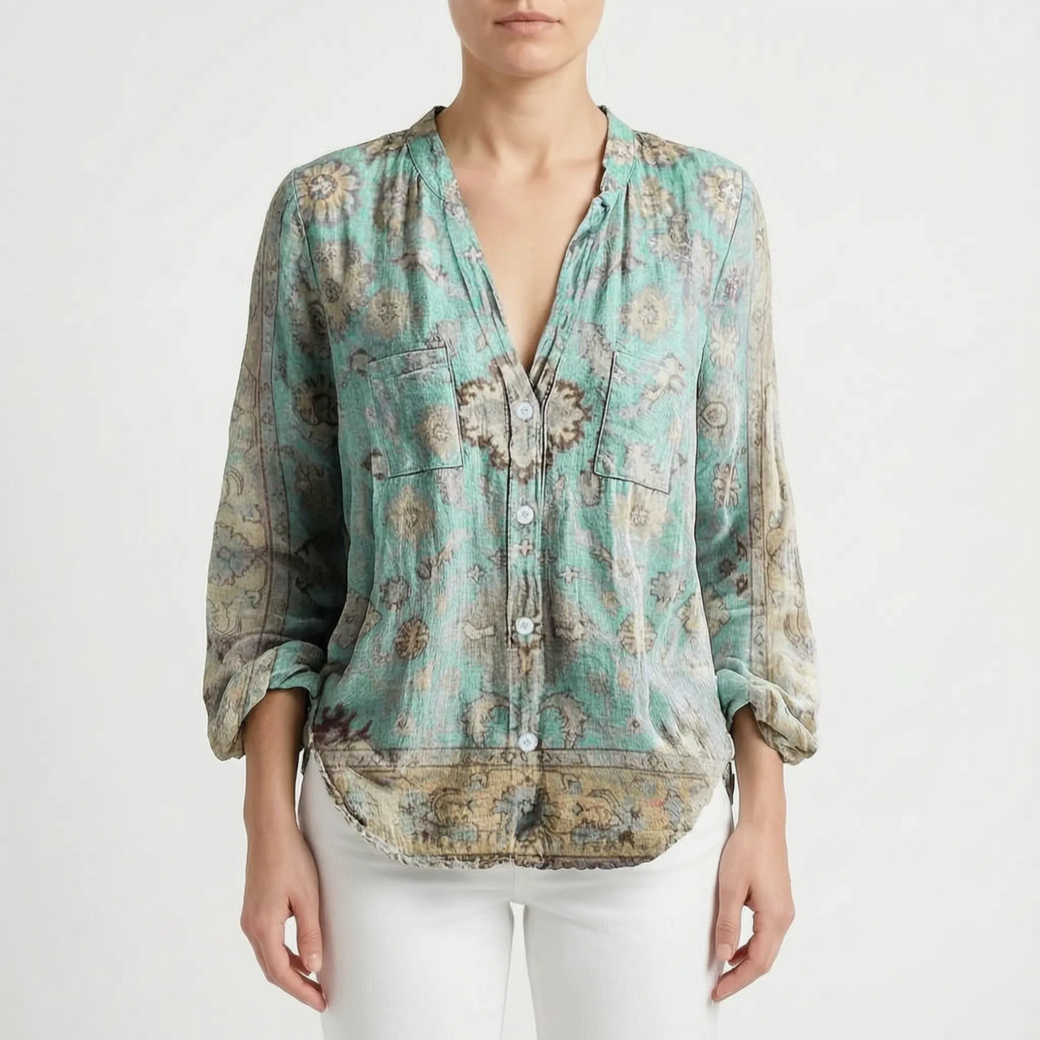 Verdise™ -  Botanical Print Blouse -  Everyday Casual Wear